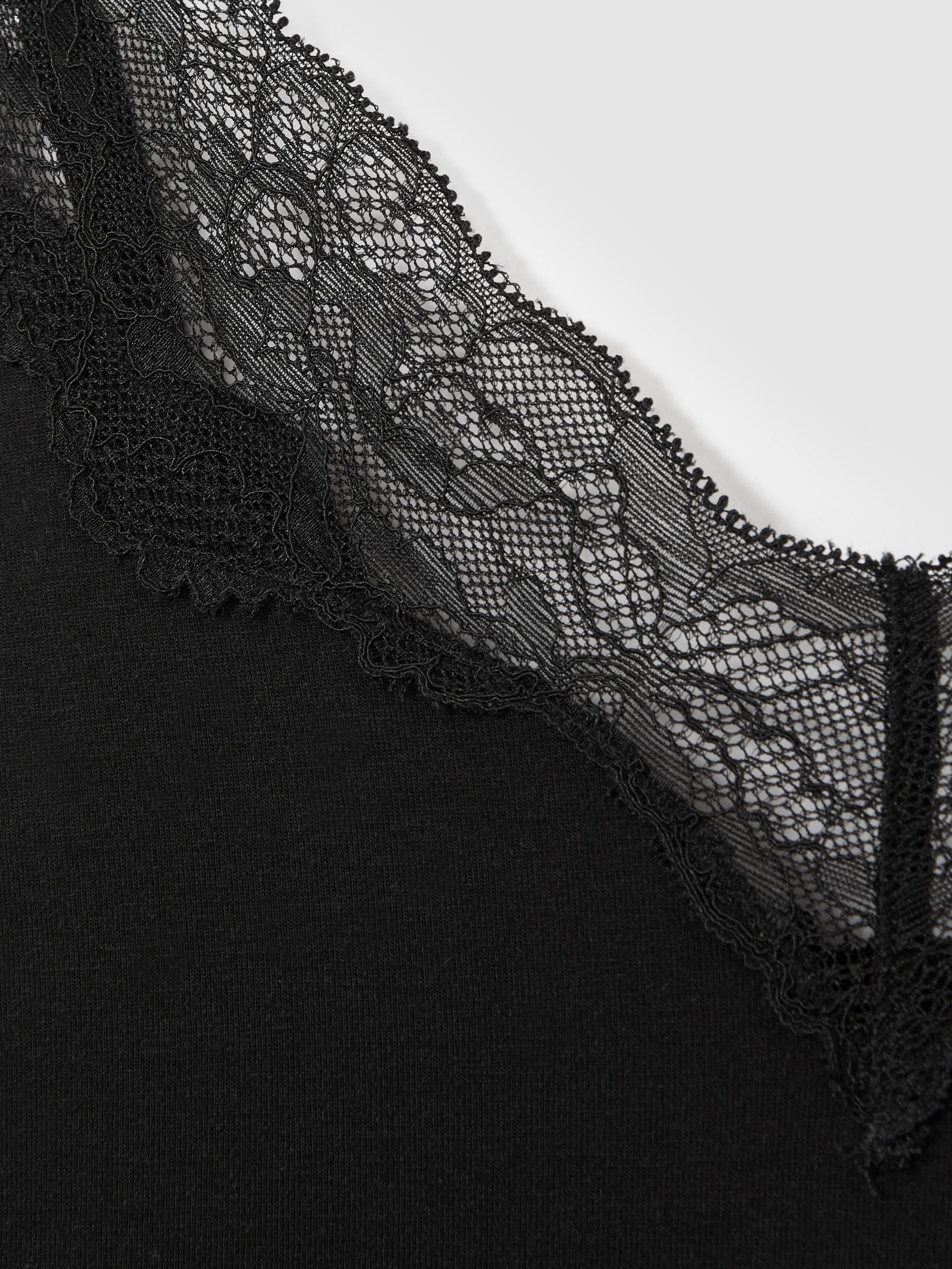 Lace-Trimmed Jersey Nightdress with Cotton and Modal in Black - Image 6 of 6