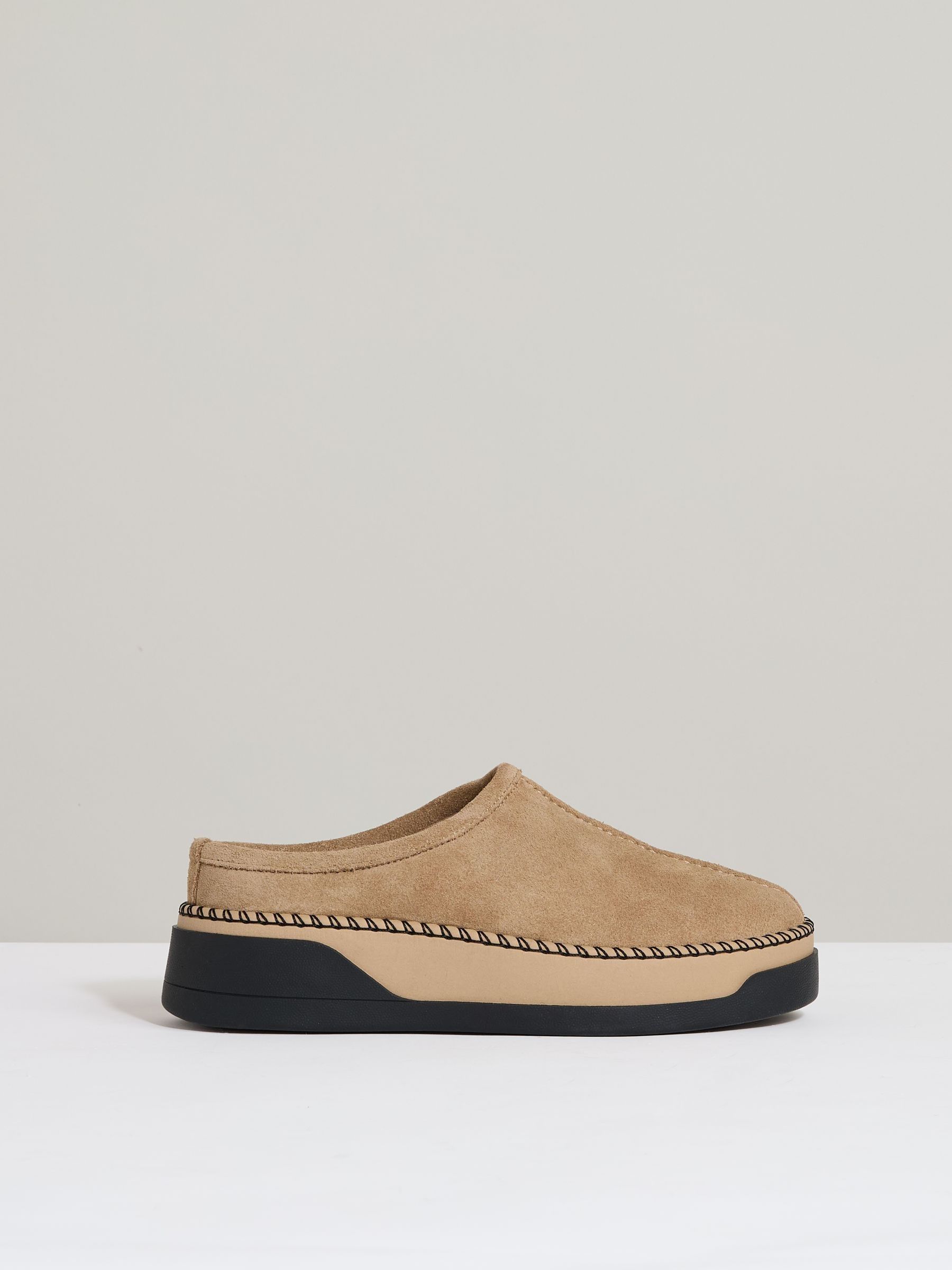 Suede Shearling-Lined Mules in Tan - Image 1 of 5