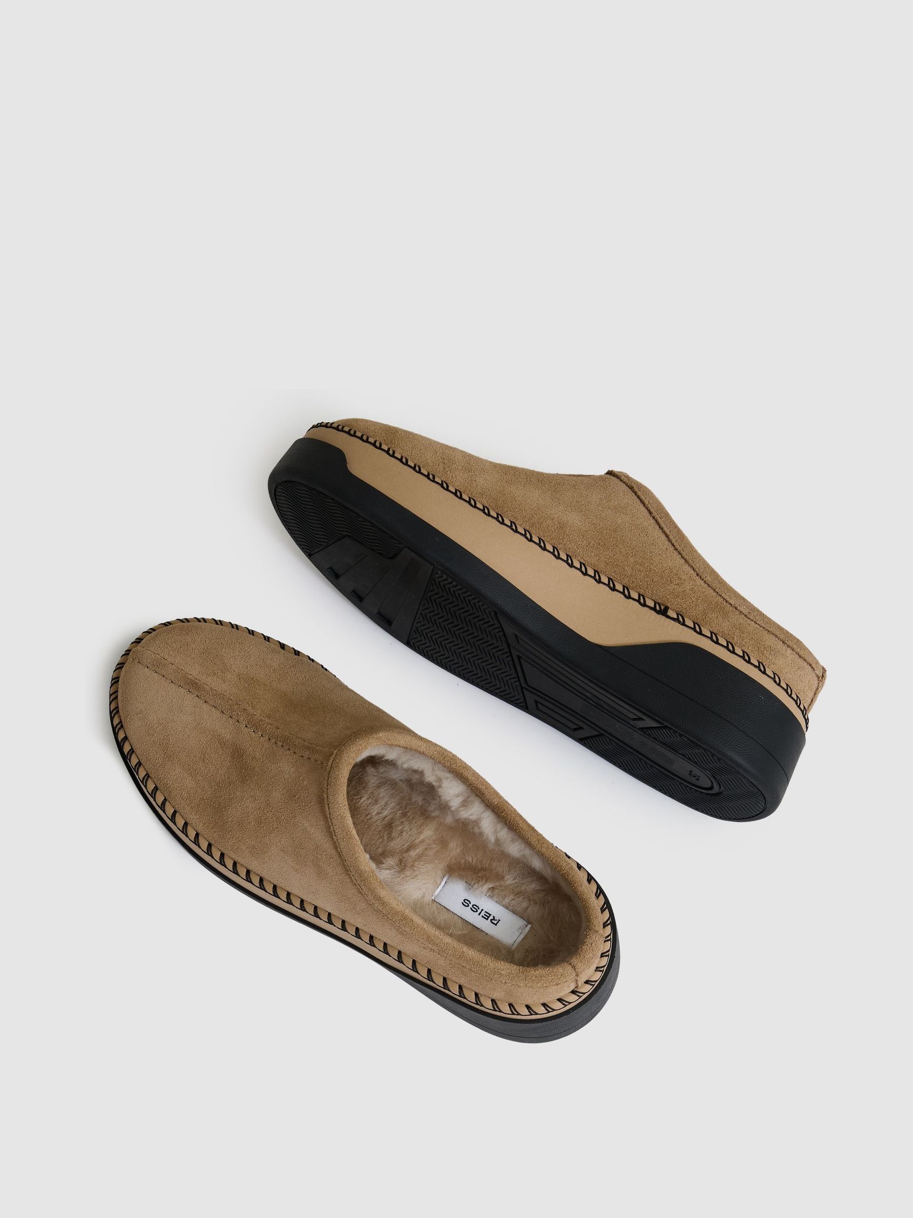 Suede Shearling-Lined Mules in Tan - Image 3 of 5