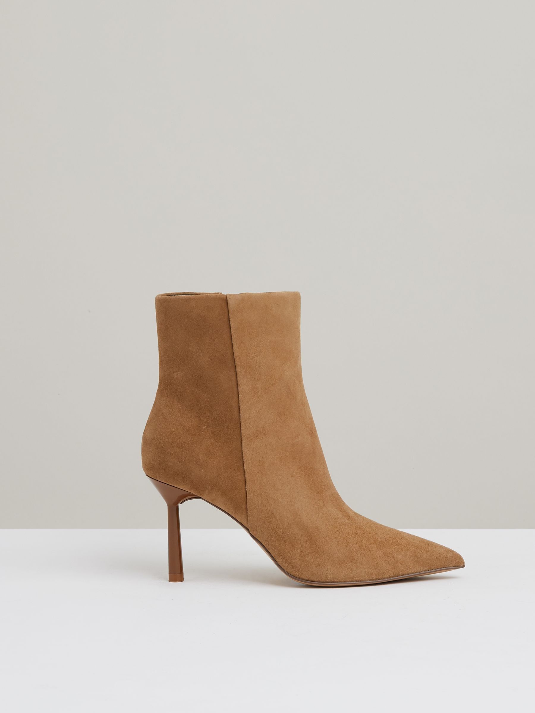 Seamed Suede Ankle Boots in Tan - Image 1 of 5
