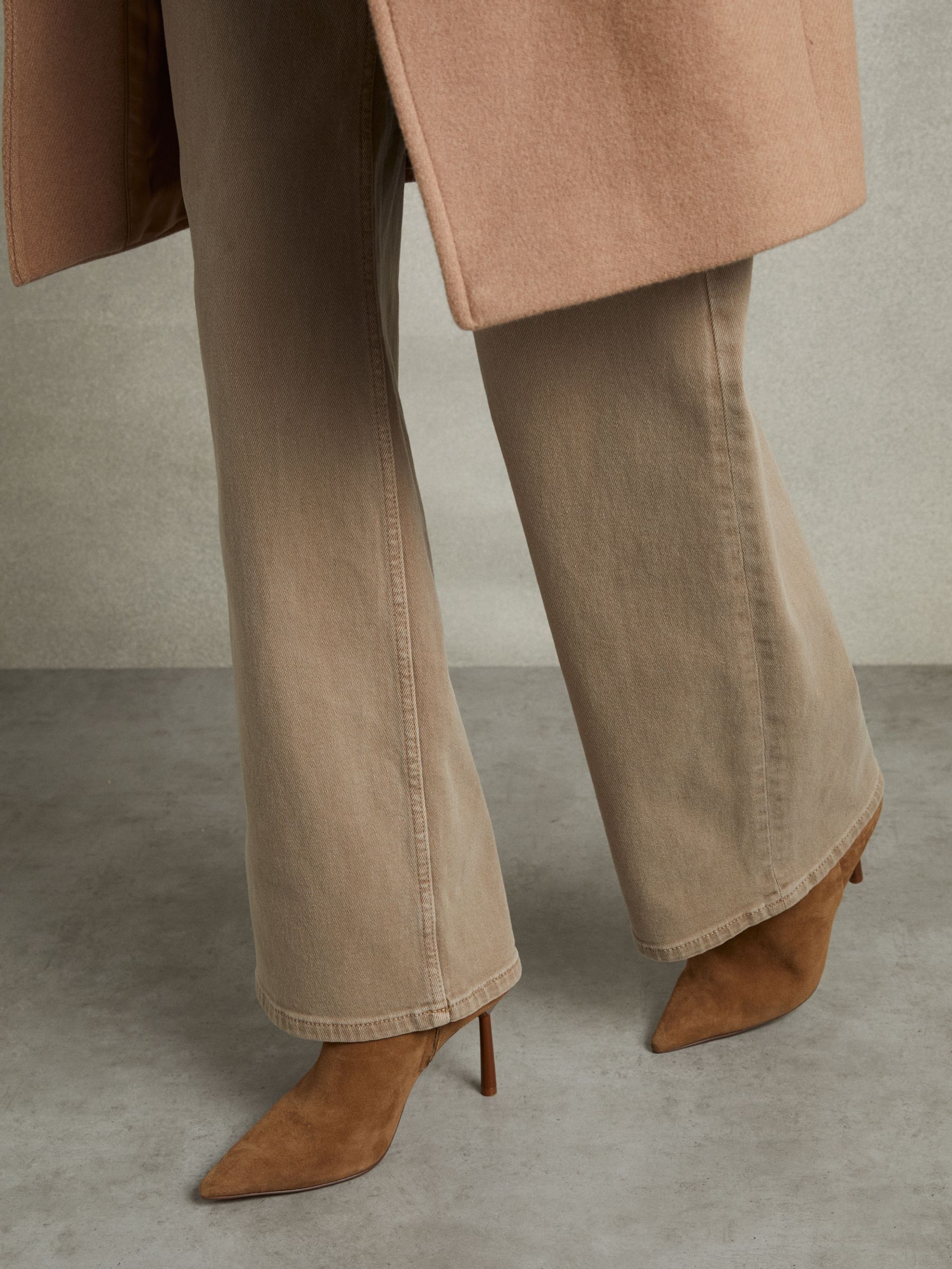 Seamed Suede Ankle Boots in Tan - Image 2 of 5