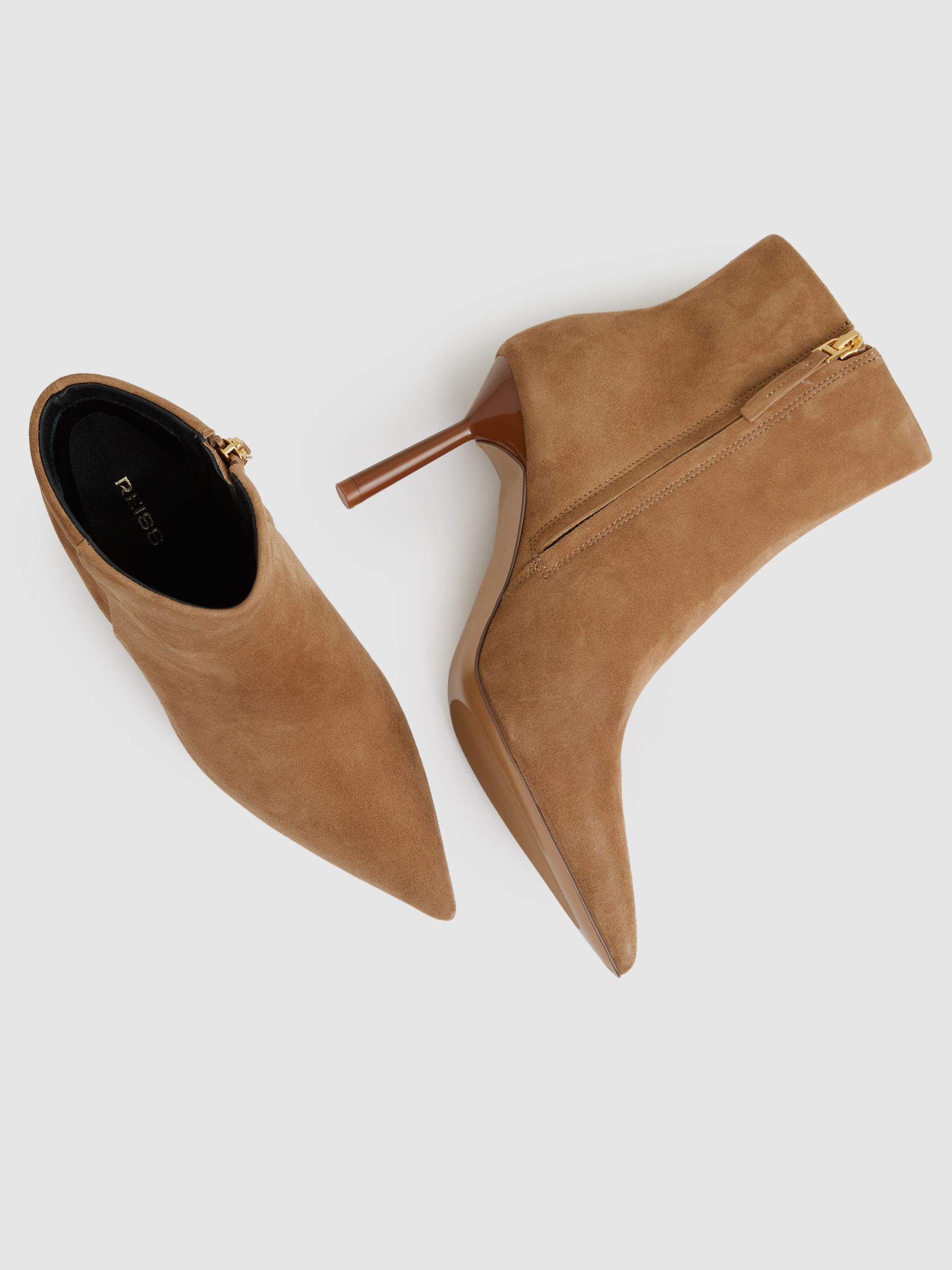 Reiss Seamed Suede Ankle Boots in Tan - REISS