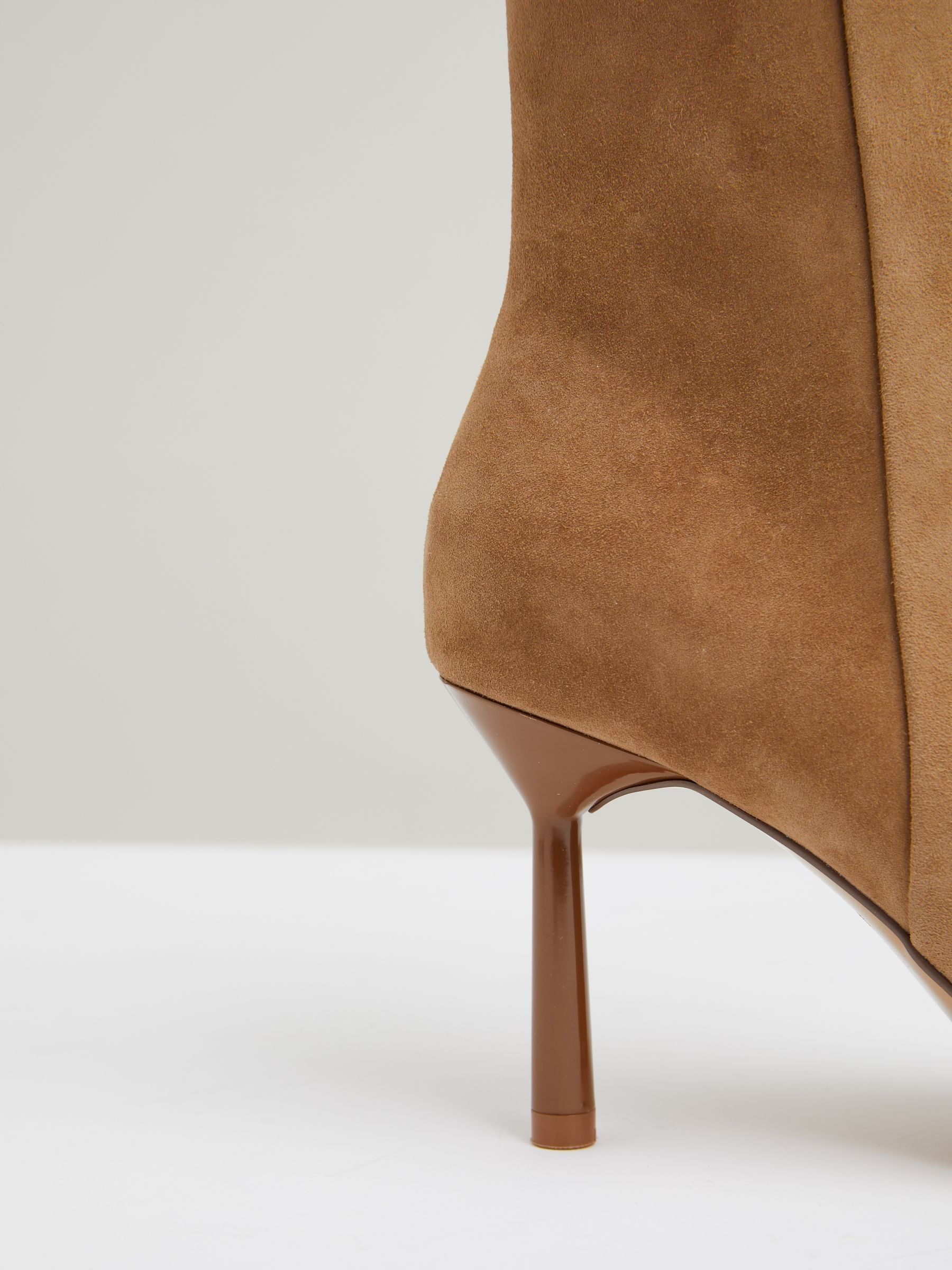 Seamed Suede Ankle Boots in Tan - Image 4 of 5