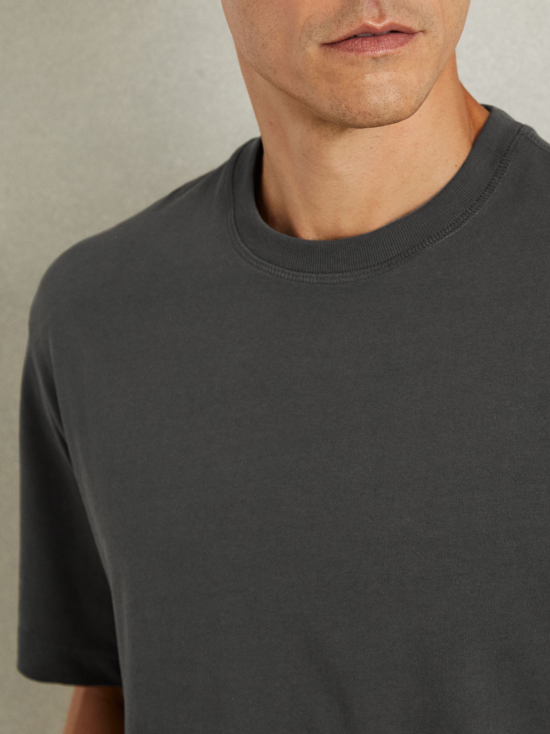 Cotton Garment-Dyed Oversized T-Shirt in Washed Black - Image 4 of 6