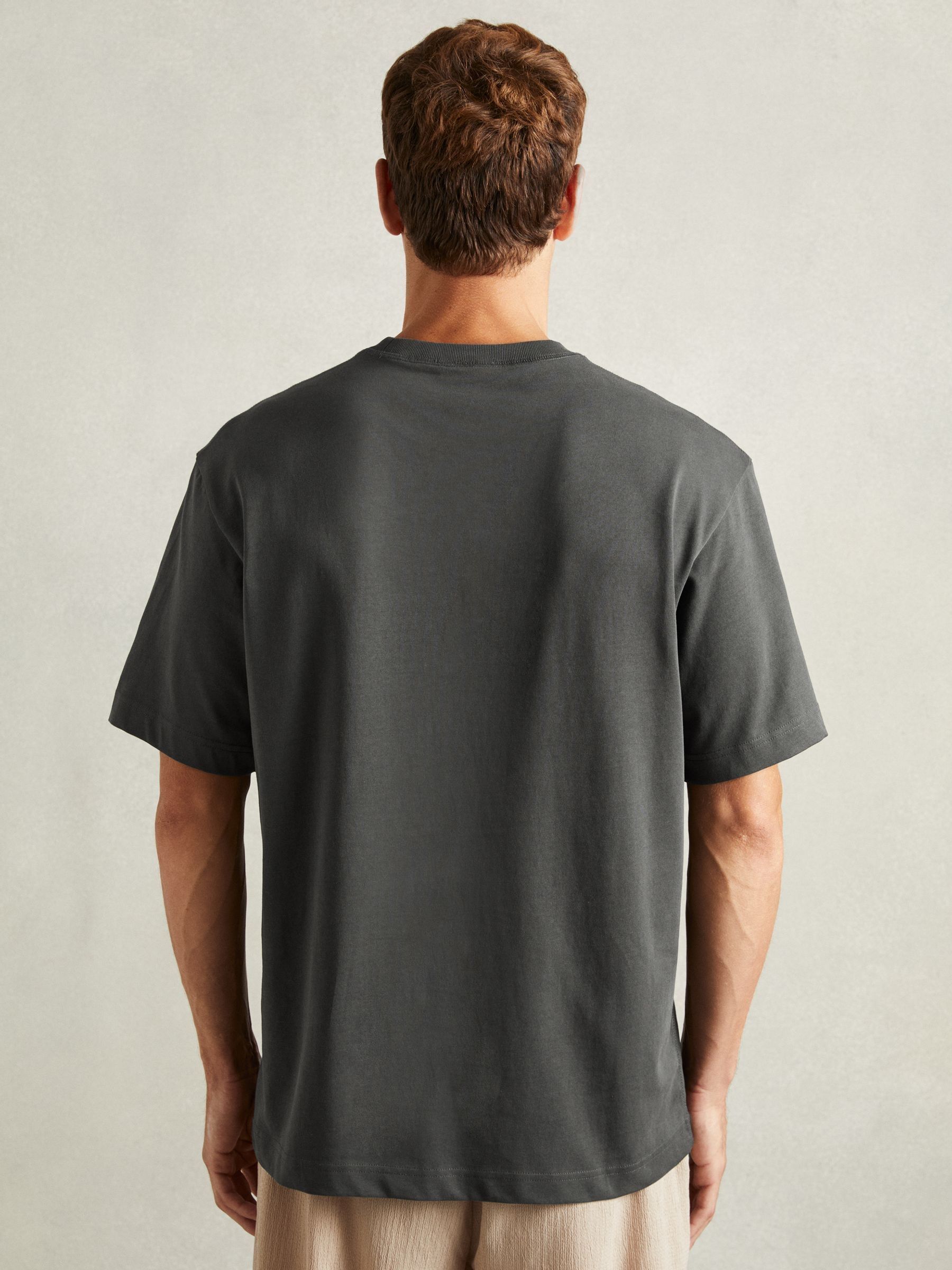 Cotton Garment-Dyed Oversized T-Shirt in Washed Black - Image 5 of 6