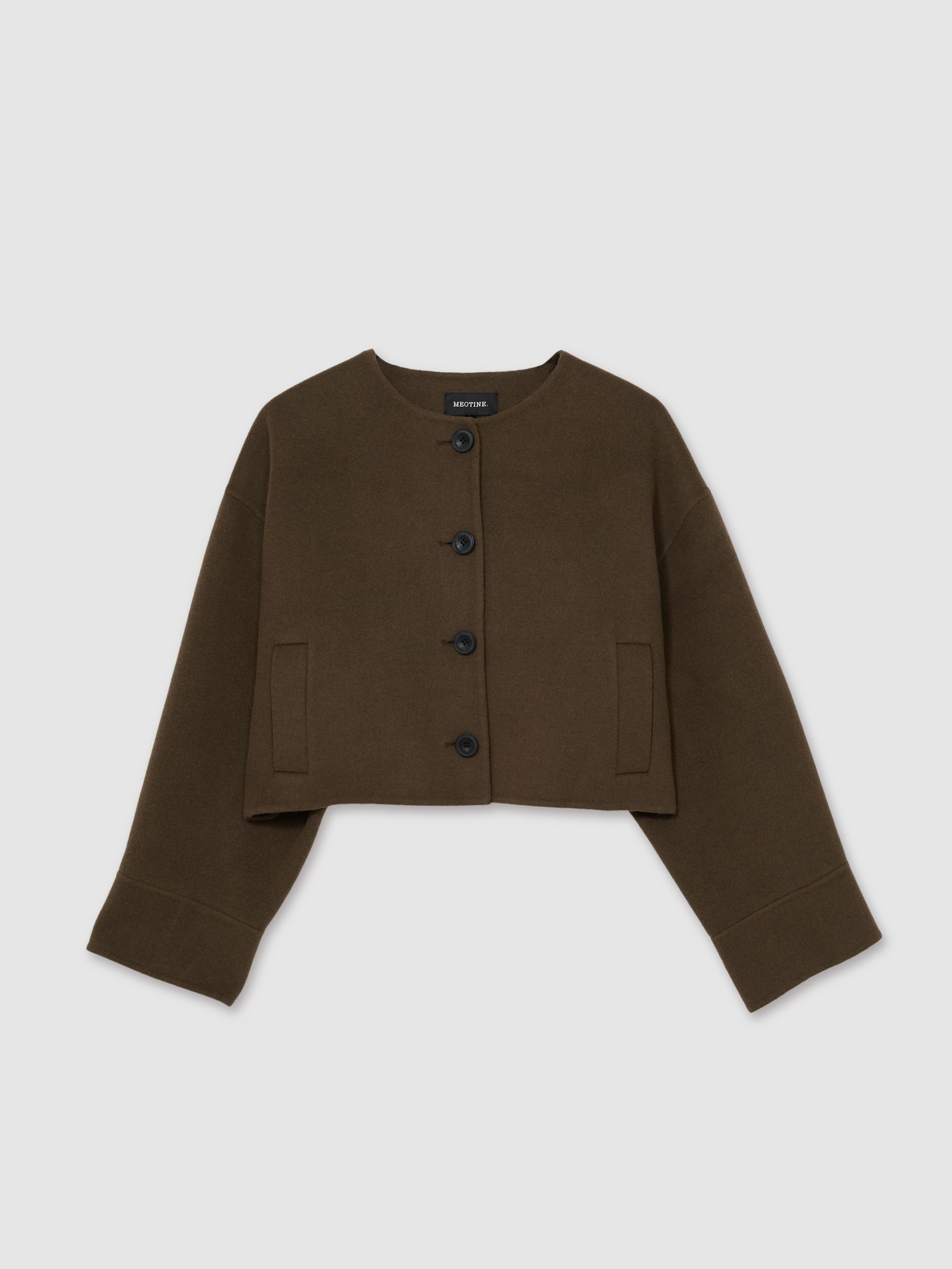 Meotine Wool-Blend Cropped Jacket in Brown - Image 2 of 7