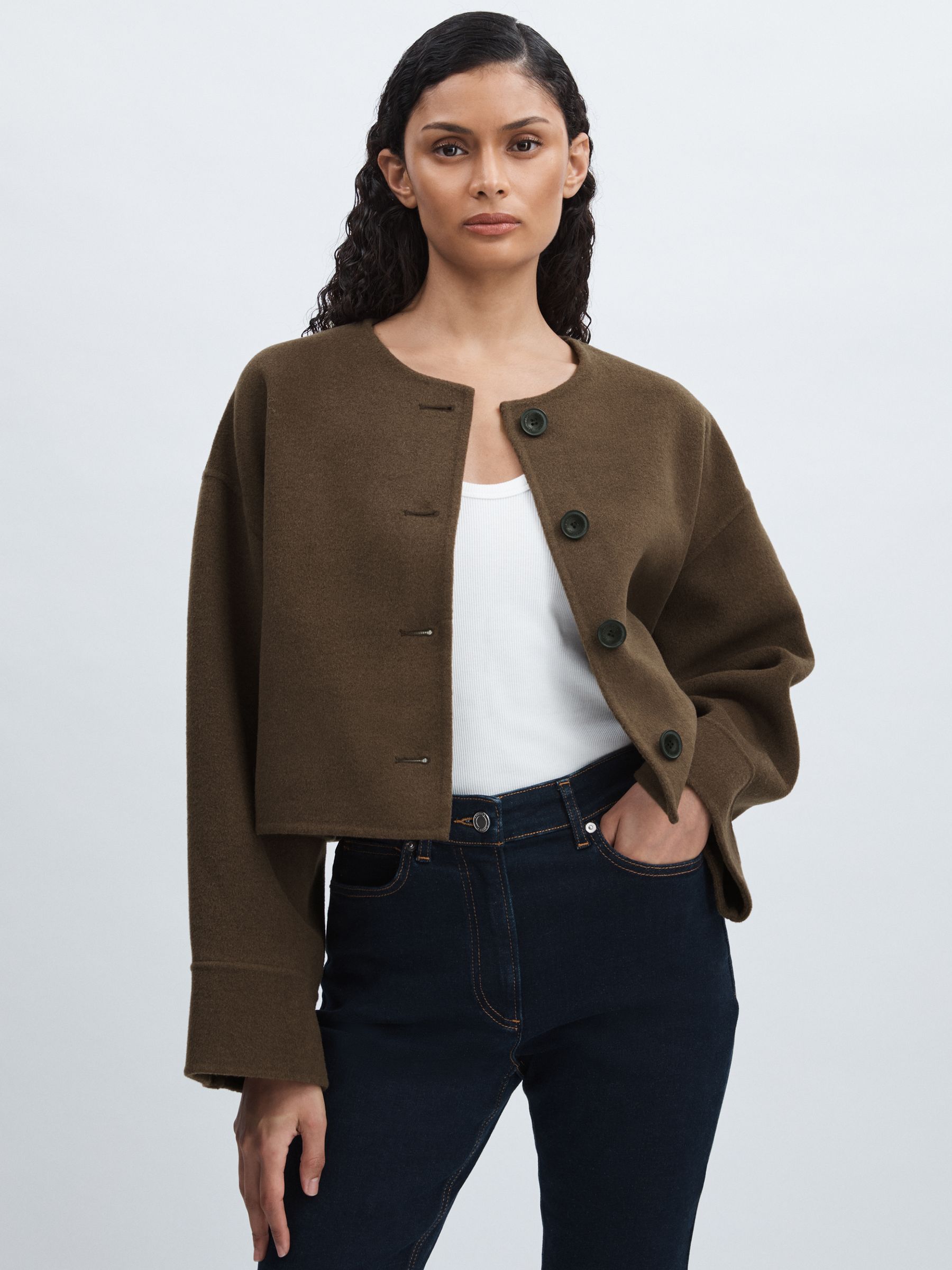 Meotine Wool-Blend Cropped Jacket in Brown - Image 5 of 7