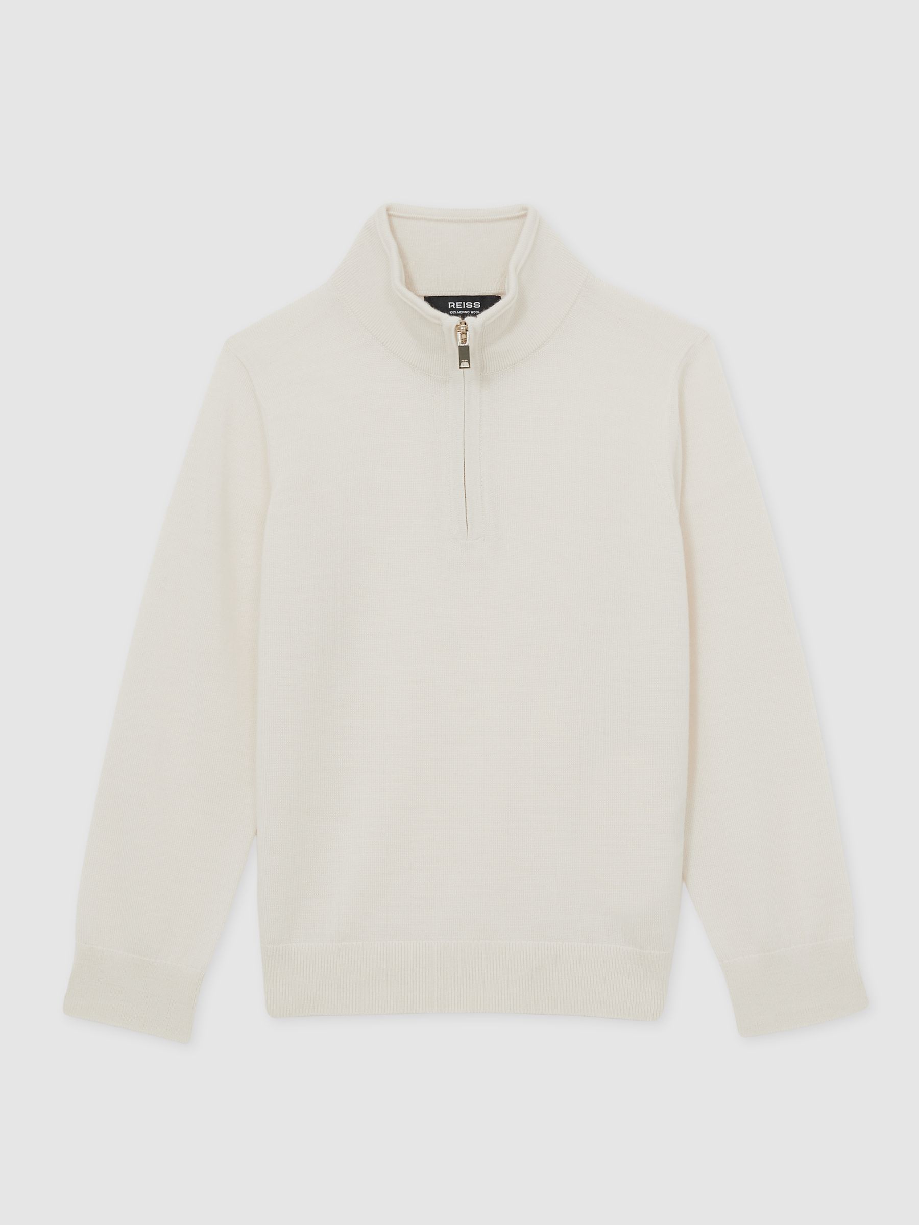 13-14 yrs Merino Wool Half-Zip Funnel Neck Jumper in Snow - Image 1 of 4