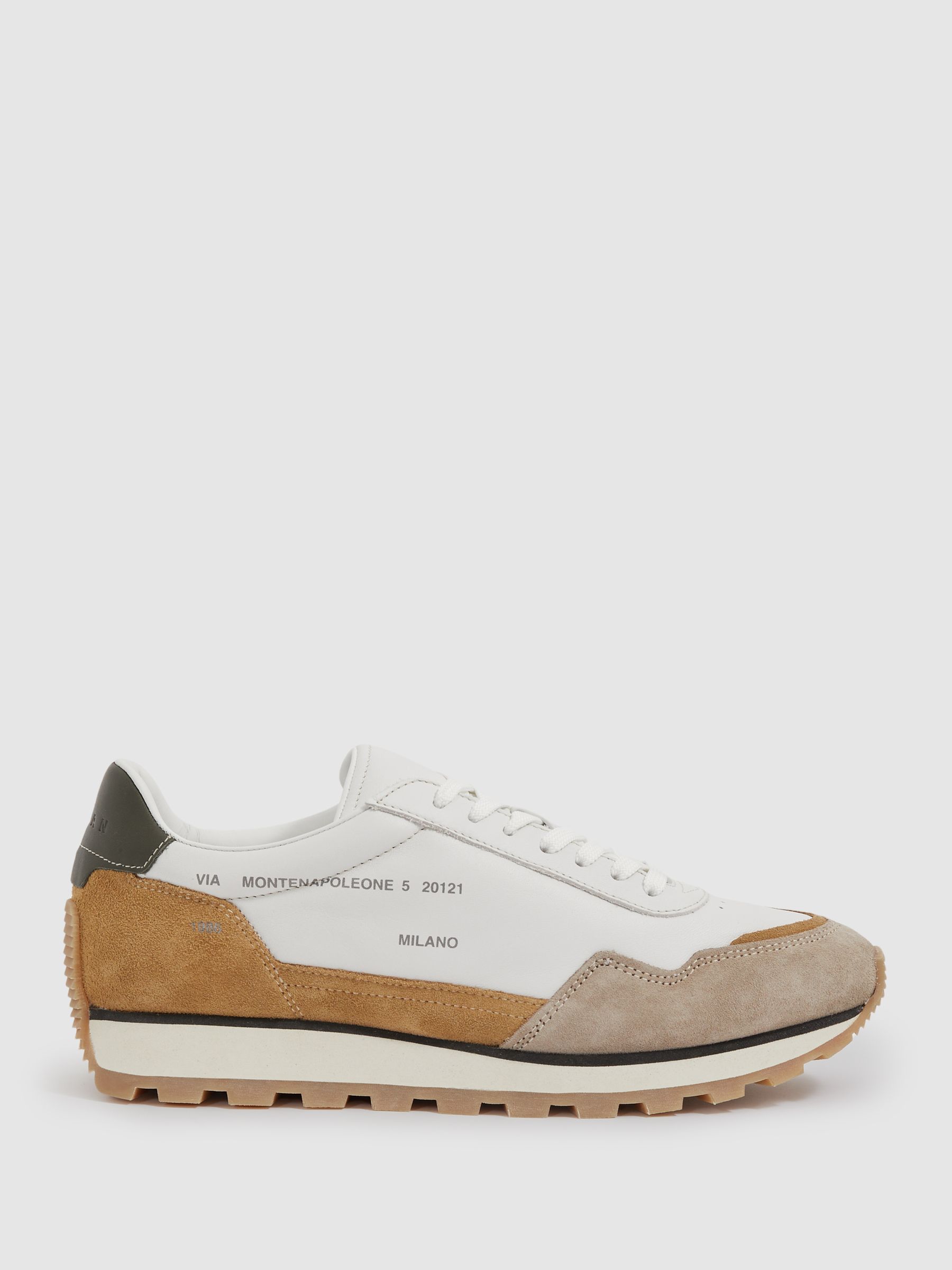 Hogan Suede And Leather Panelled Trainers in White Multi - Image 1 of 4