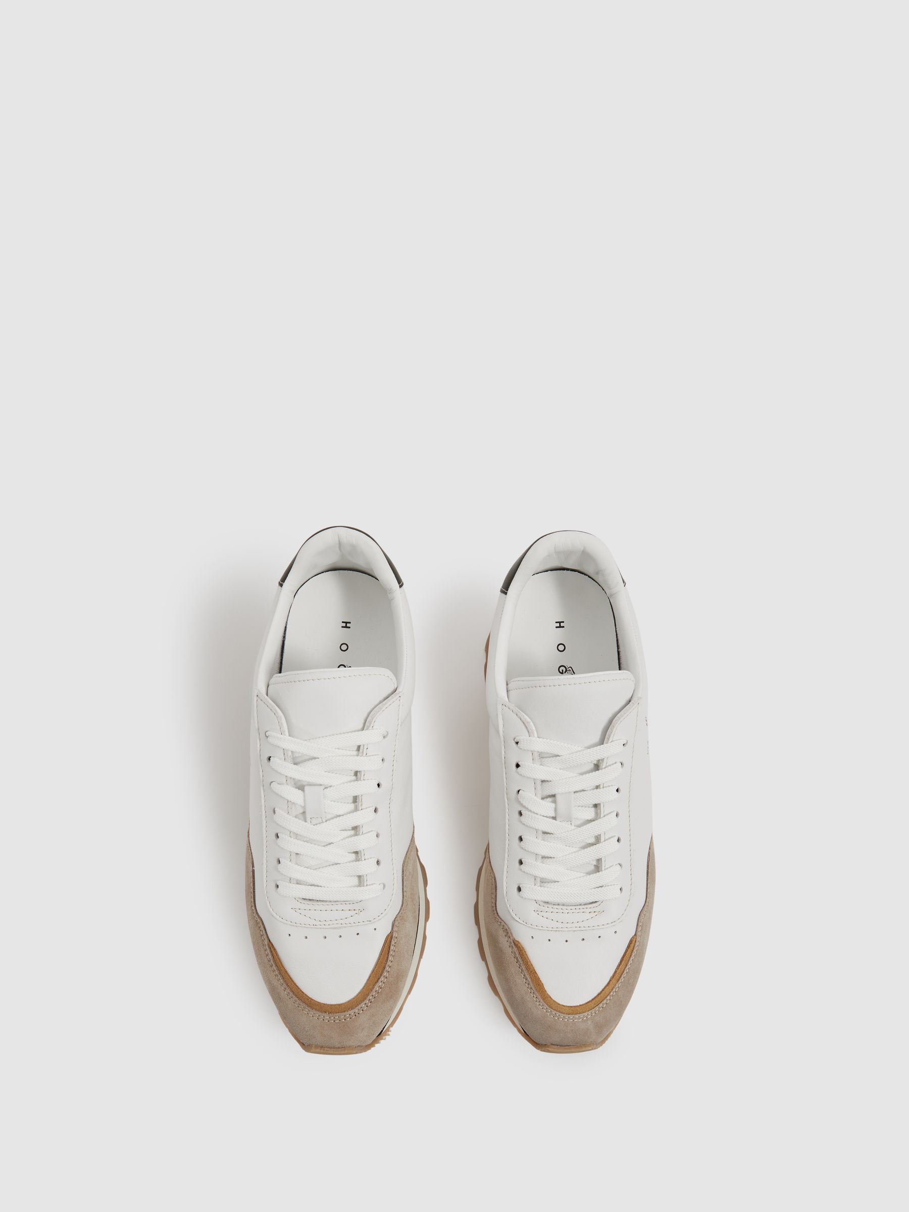 Hogan Suede And Leather Panelled Trainers in White Multi - Image 2 of 4