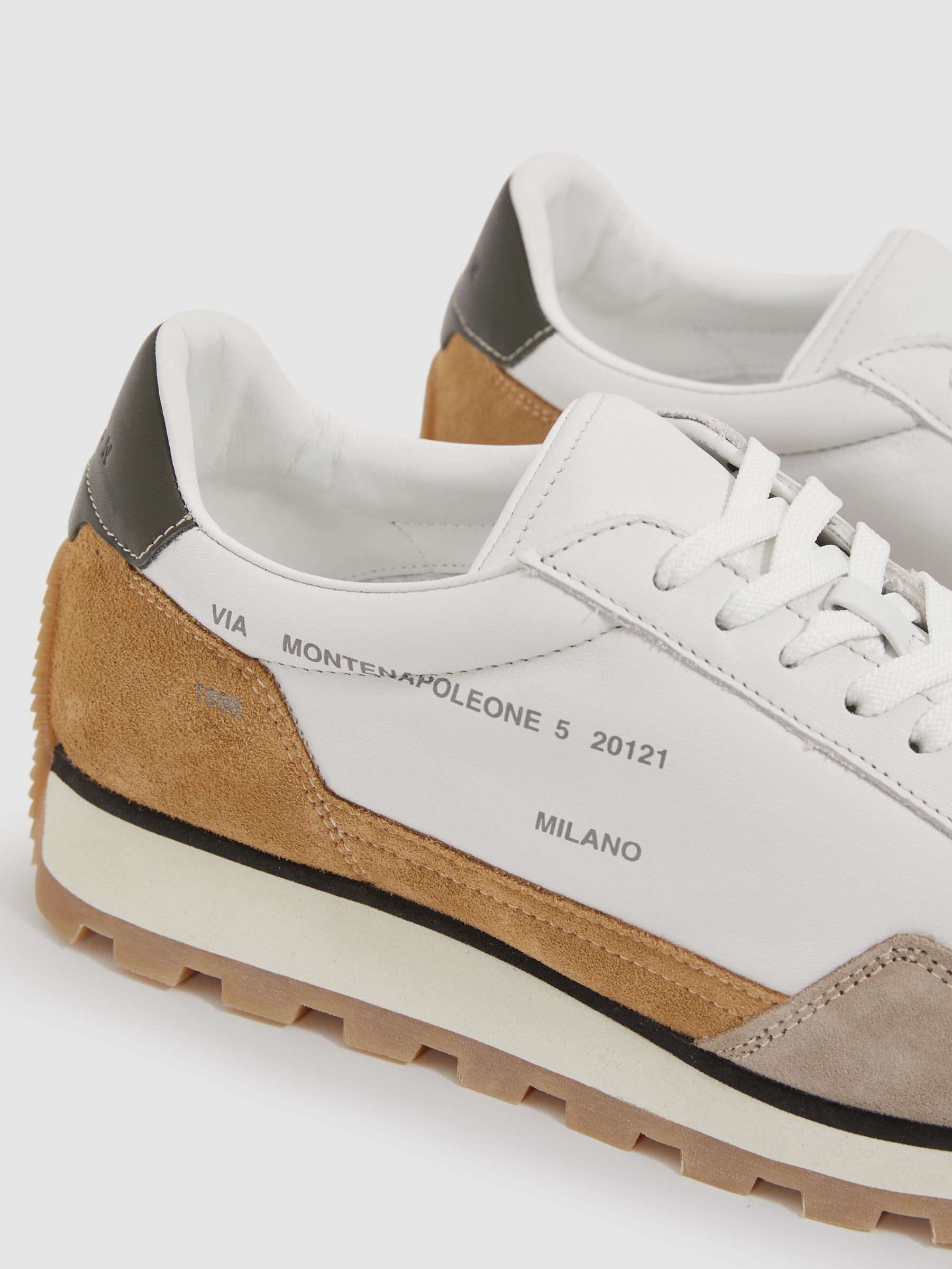 Hogan Suede And Leather Panelled Trainers in White Multi - Image 4 of 4