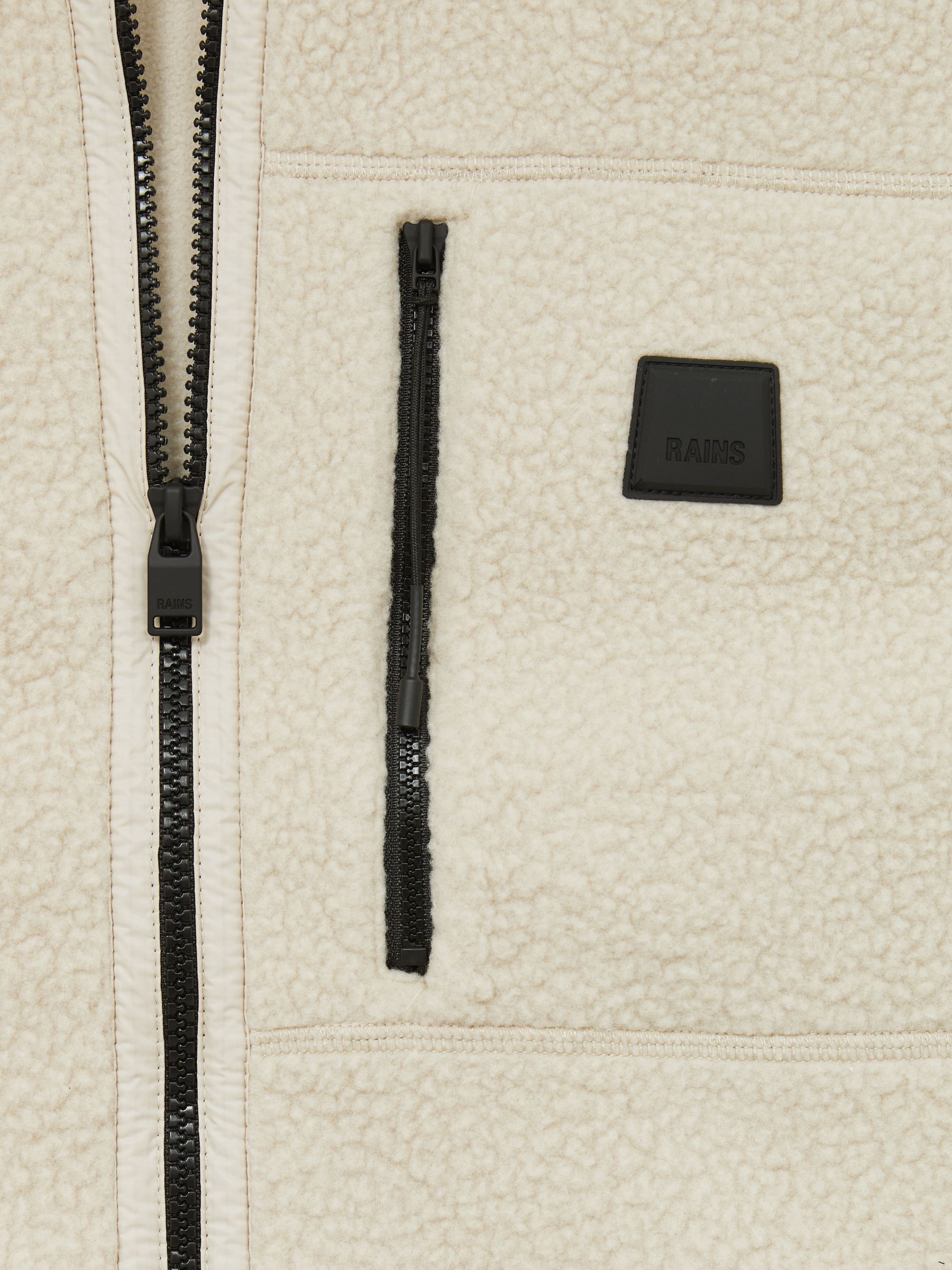 Rains Fleece Zip-Through Gilet in Beige - Image 6 of 6