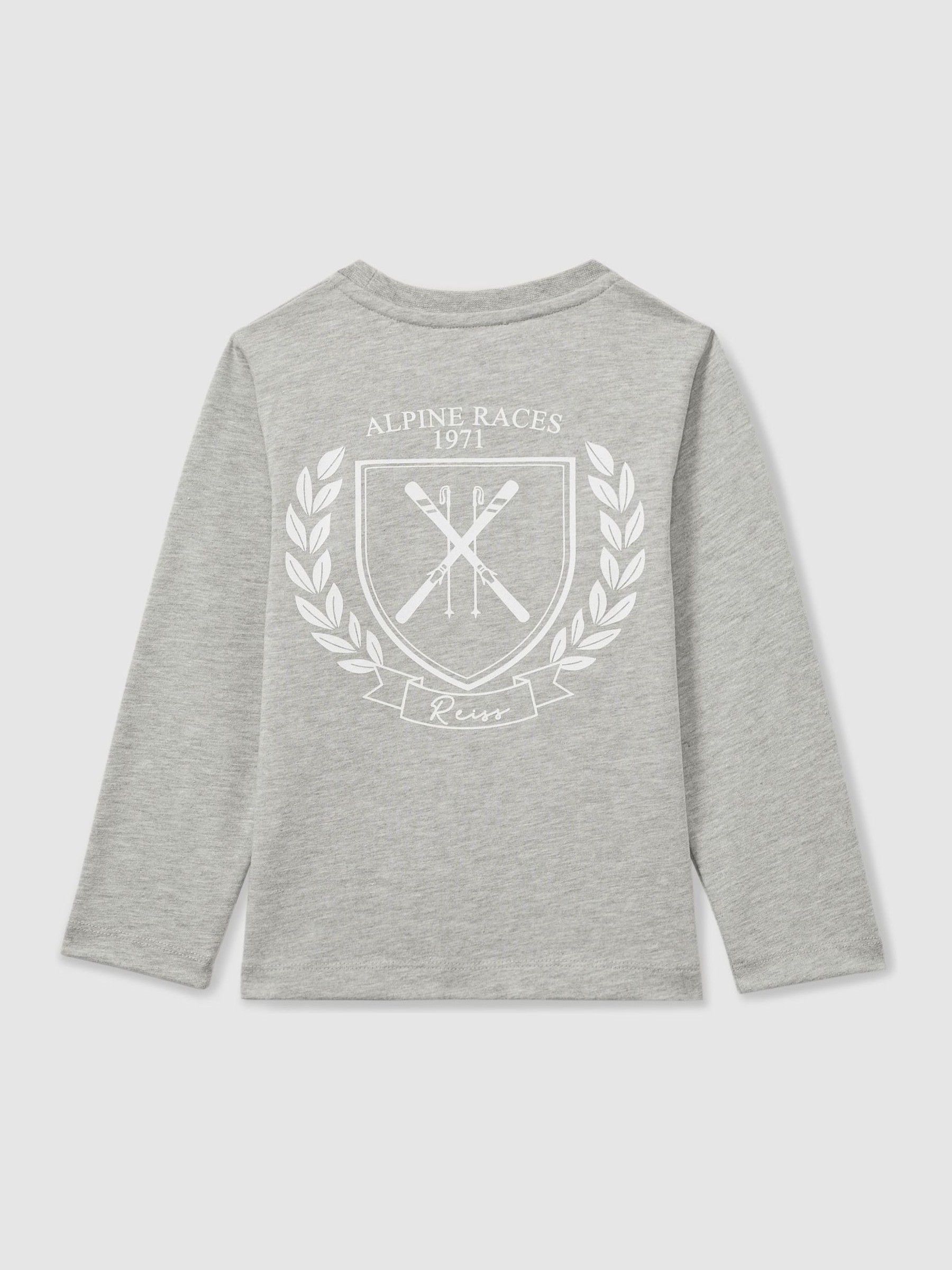 Cotton-blend Alpine Races T-Shirt in Soft Grey Melange - Image 2 of 3 Cotton-blend Alpine Races T-Shirt in Soft Grey Melange - Image 2 of 3