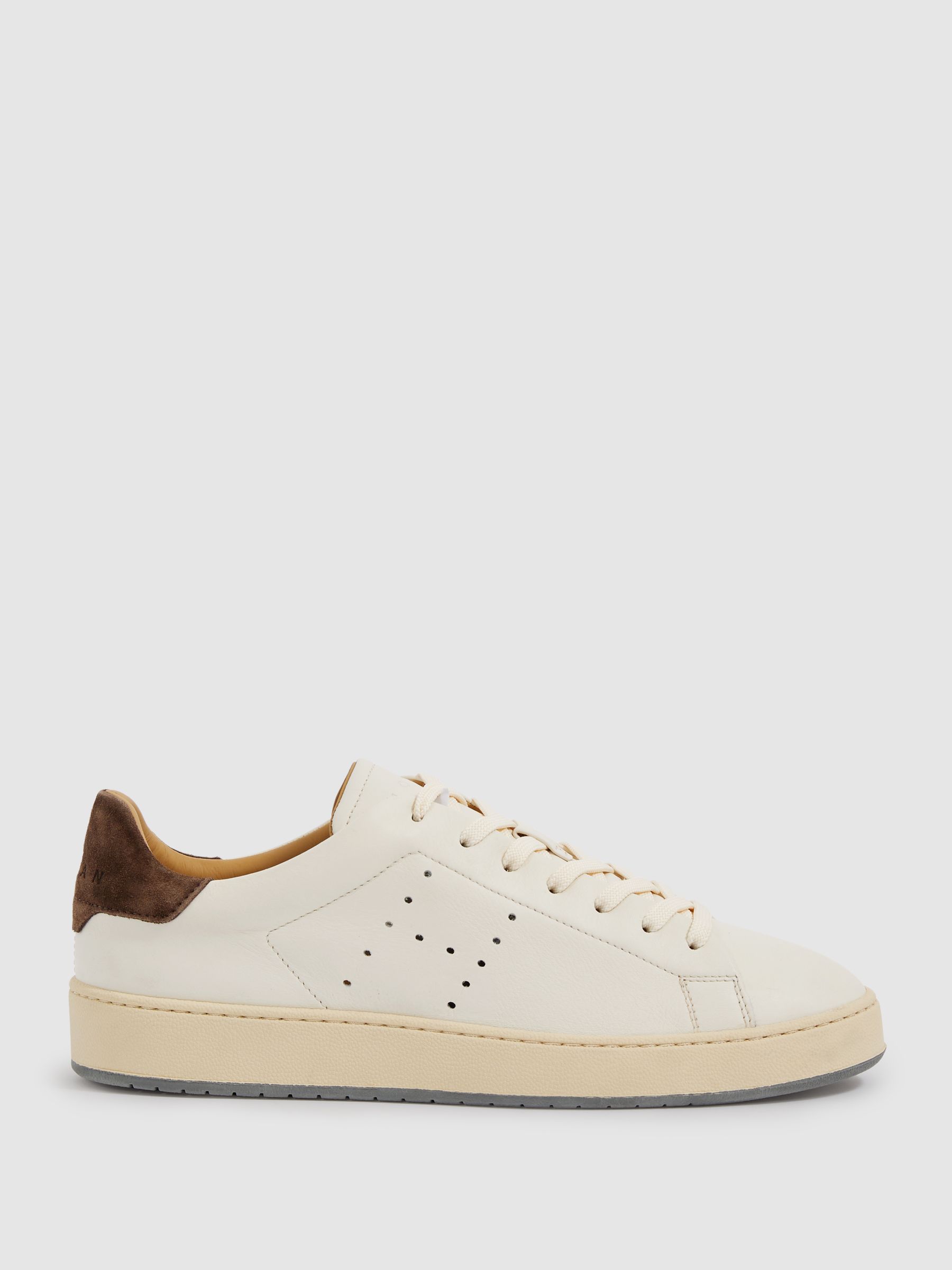 Hogan Leather Lace-Up Trainers in Cream - Image 1 of 4 Hogan Leather Lace-Up Trainers in Cream - Image 1 of 4