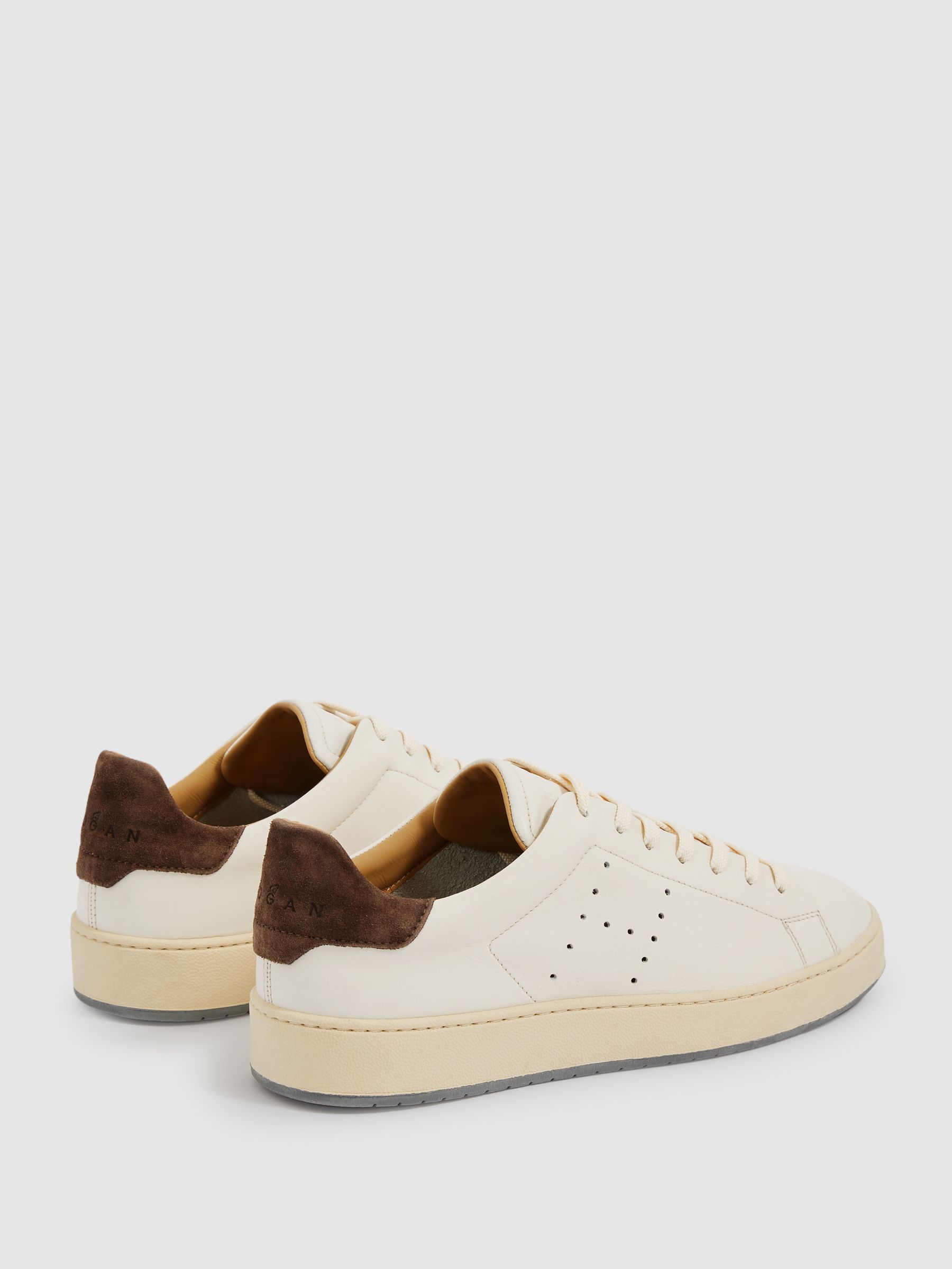 Hogan Leather Lace-Up Trainers in Cream - Image 3 of 4