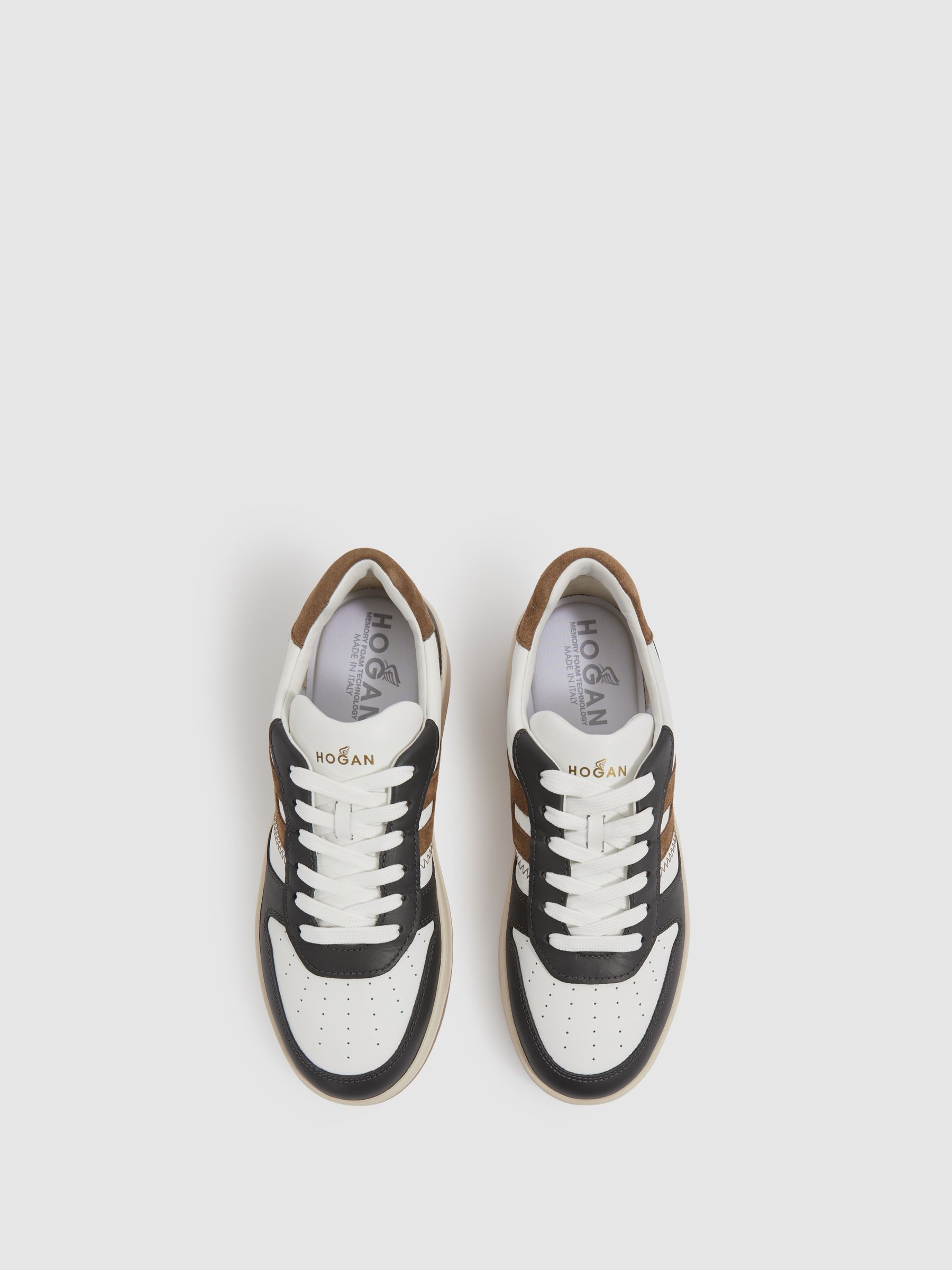 Hogan Leather And Suede Trainers in White Multi - Image 2 of 4