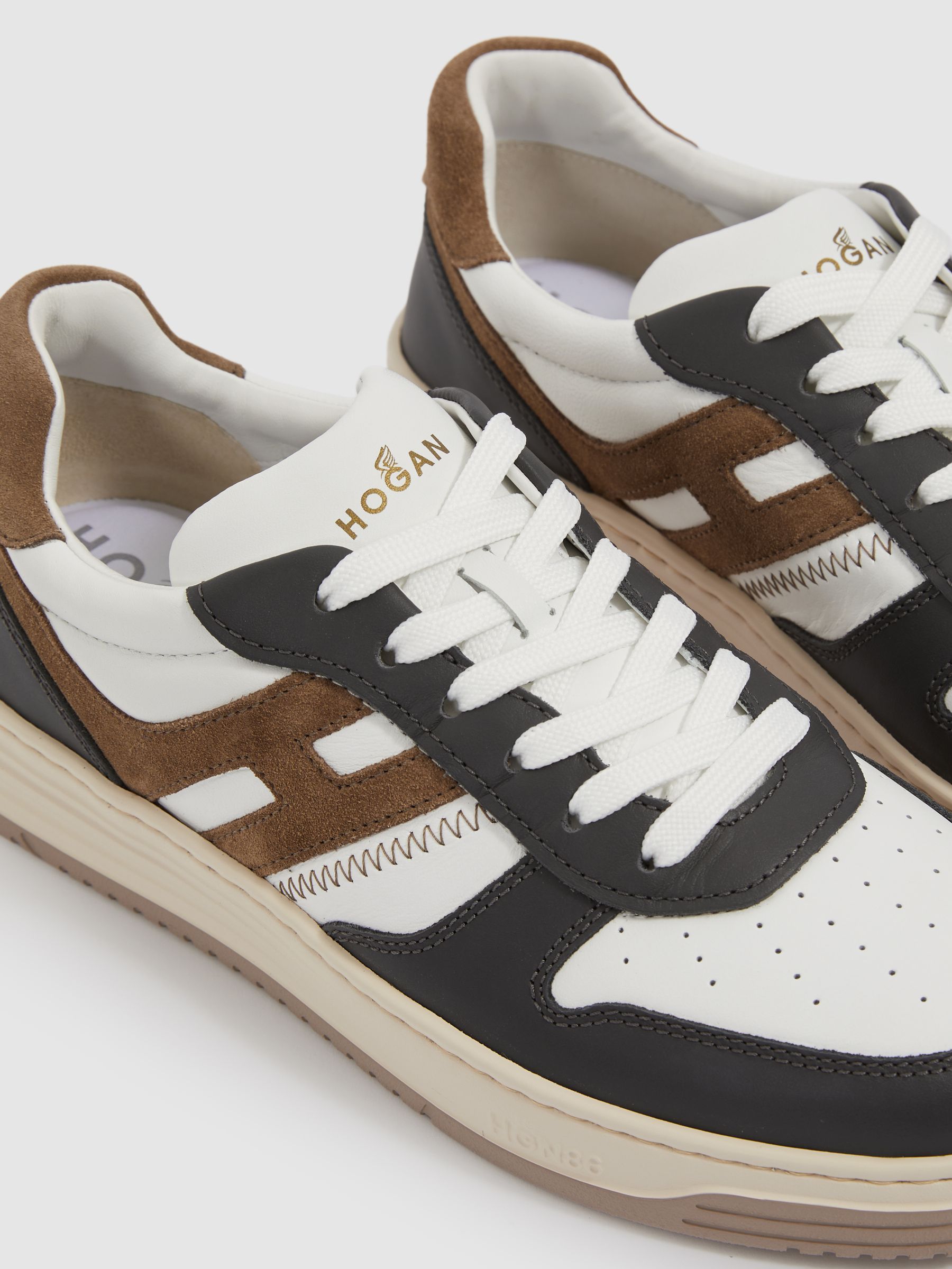 Hogan Leather And Suede Trainers in White Multi - Image 4 of 4