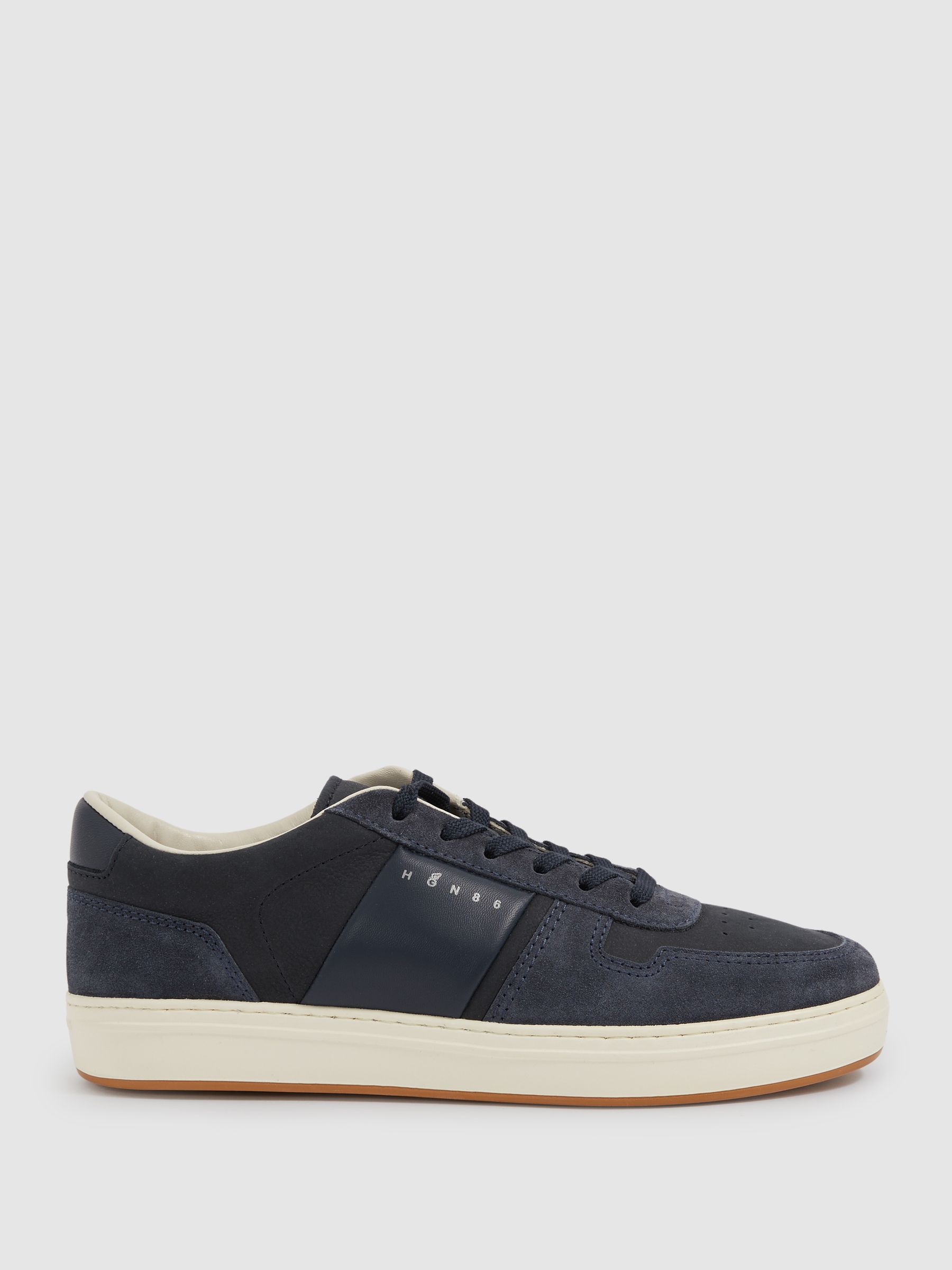 Hogan Leather And Suede Lace-Up Trainers in Black - Image 1 of 4