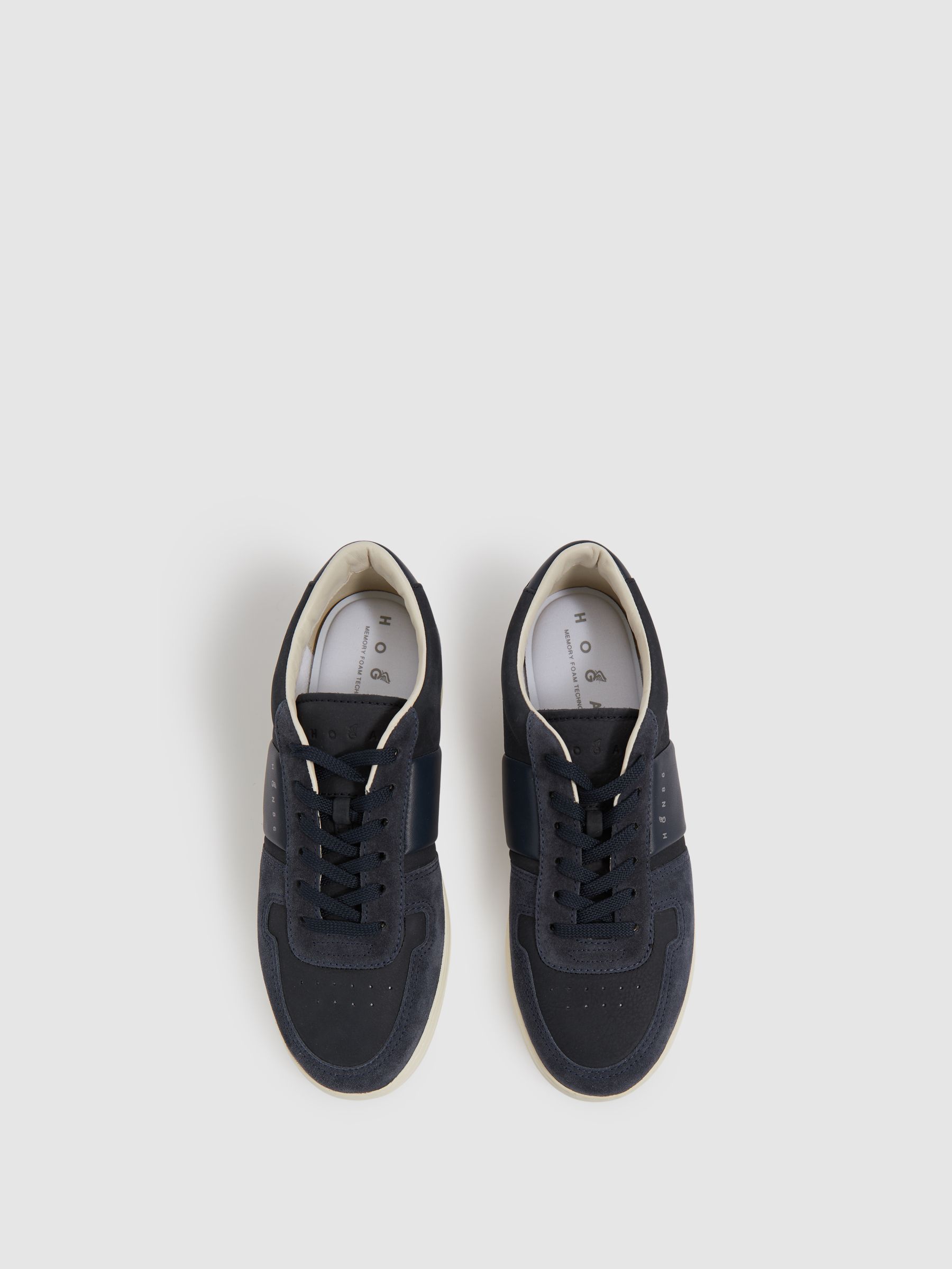 Hogan Leather And Suede Lace-Up Trainers in Black - Image 2 of 4
