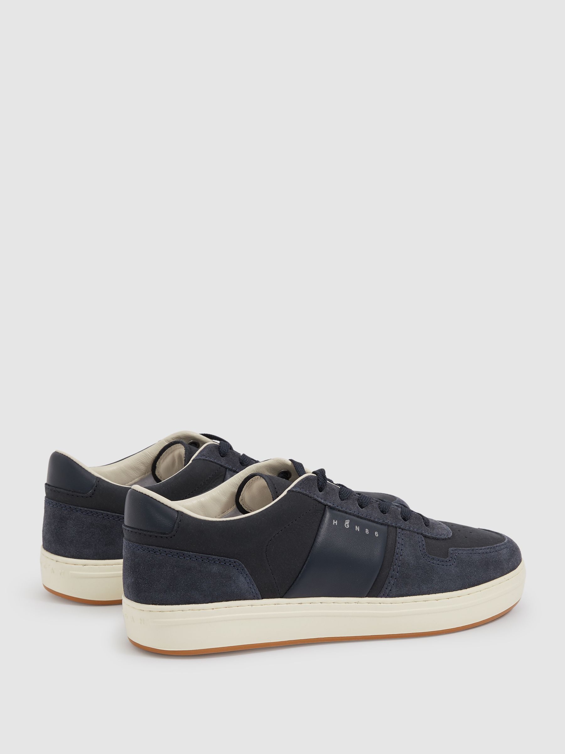 Hogan Leather And Suede Lace-Up Trainers in Black - Image 3 of 4