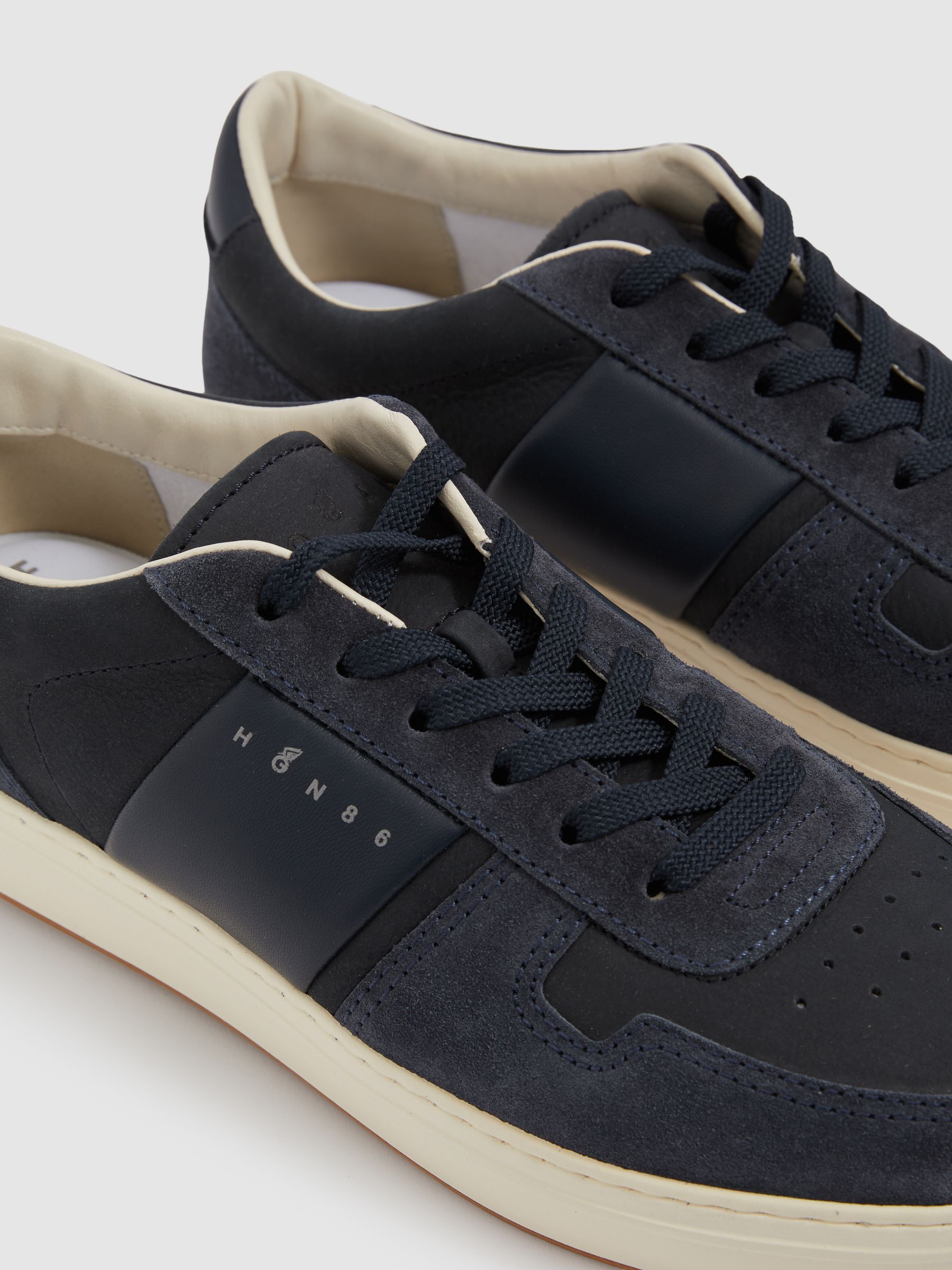 Hogan Leather And Suede Lace-Up Trainers in Black - Image 4 of 4