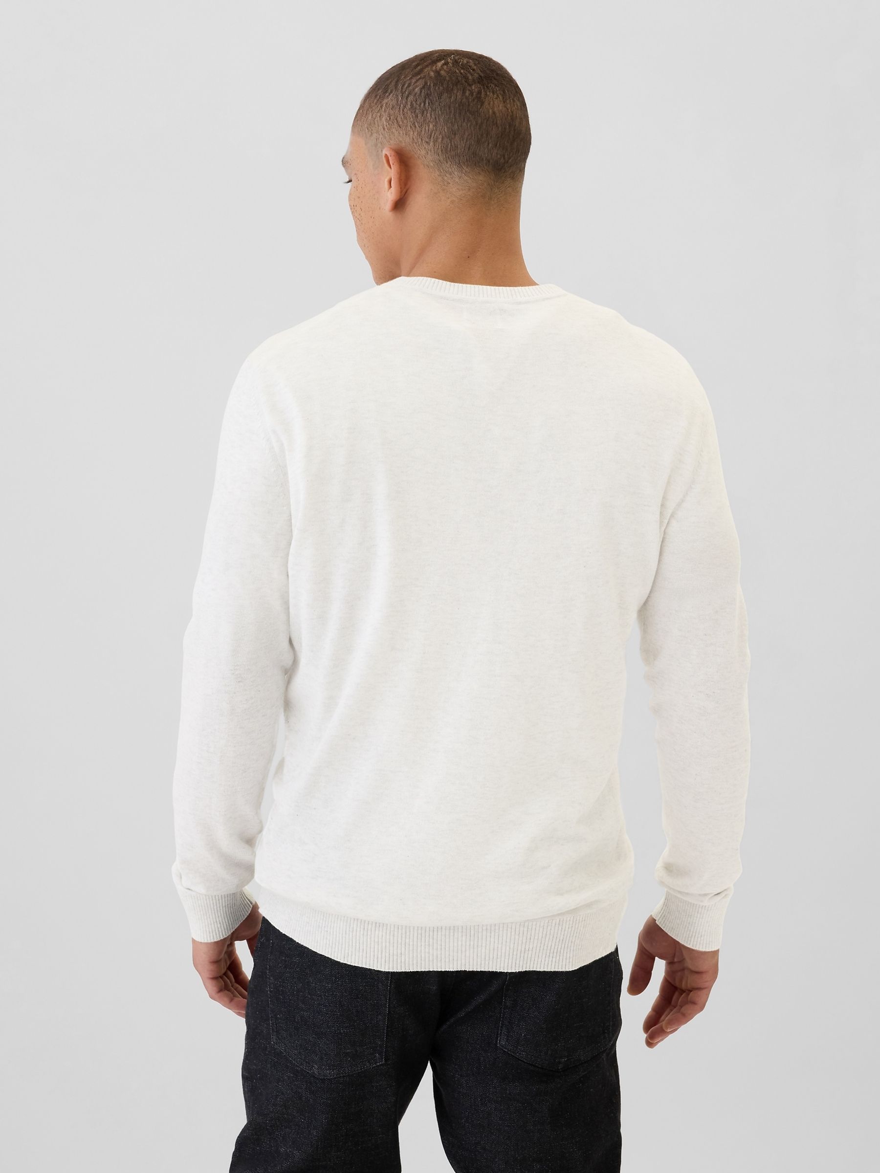 Cream Cotton Knit Crew Neck Jumper - Image 2 of 4