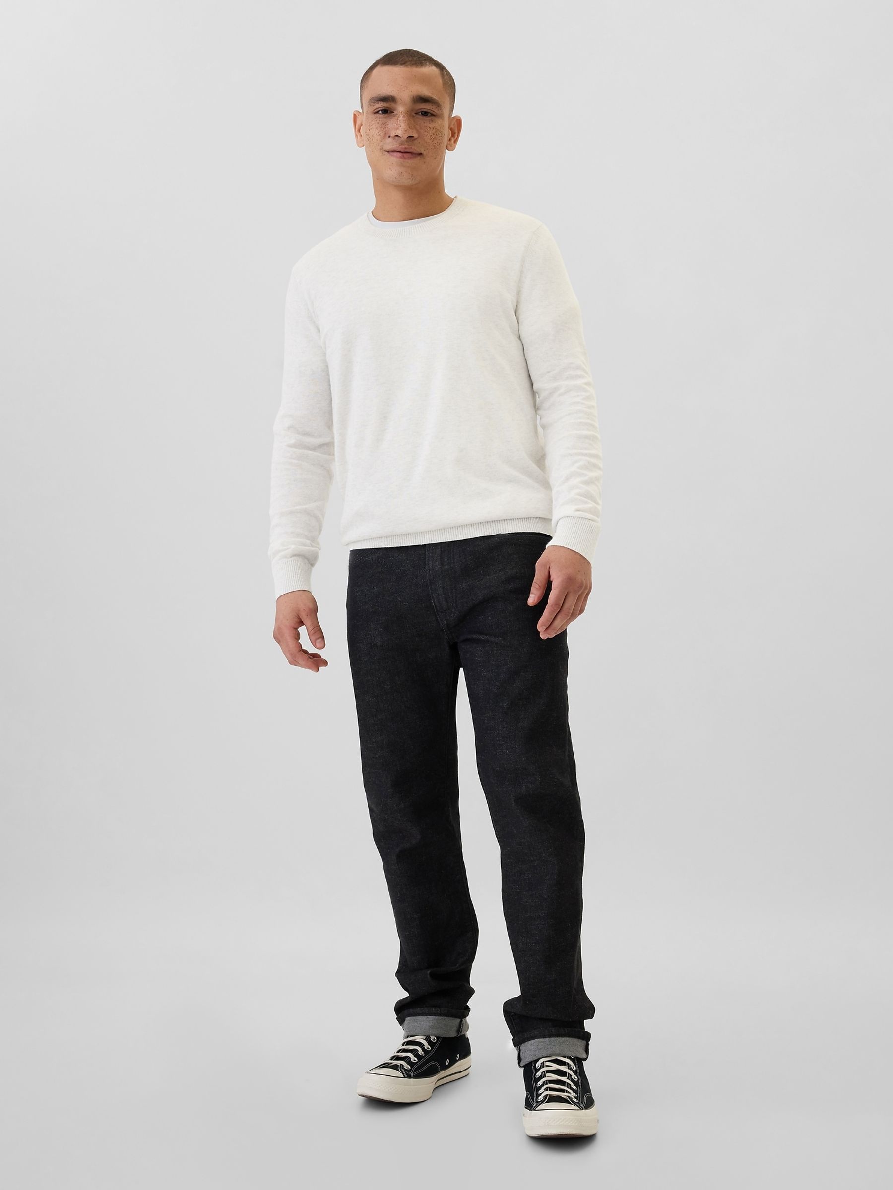 Cream Cotton Knit Crew Neck Jumper - Image 3 of 4