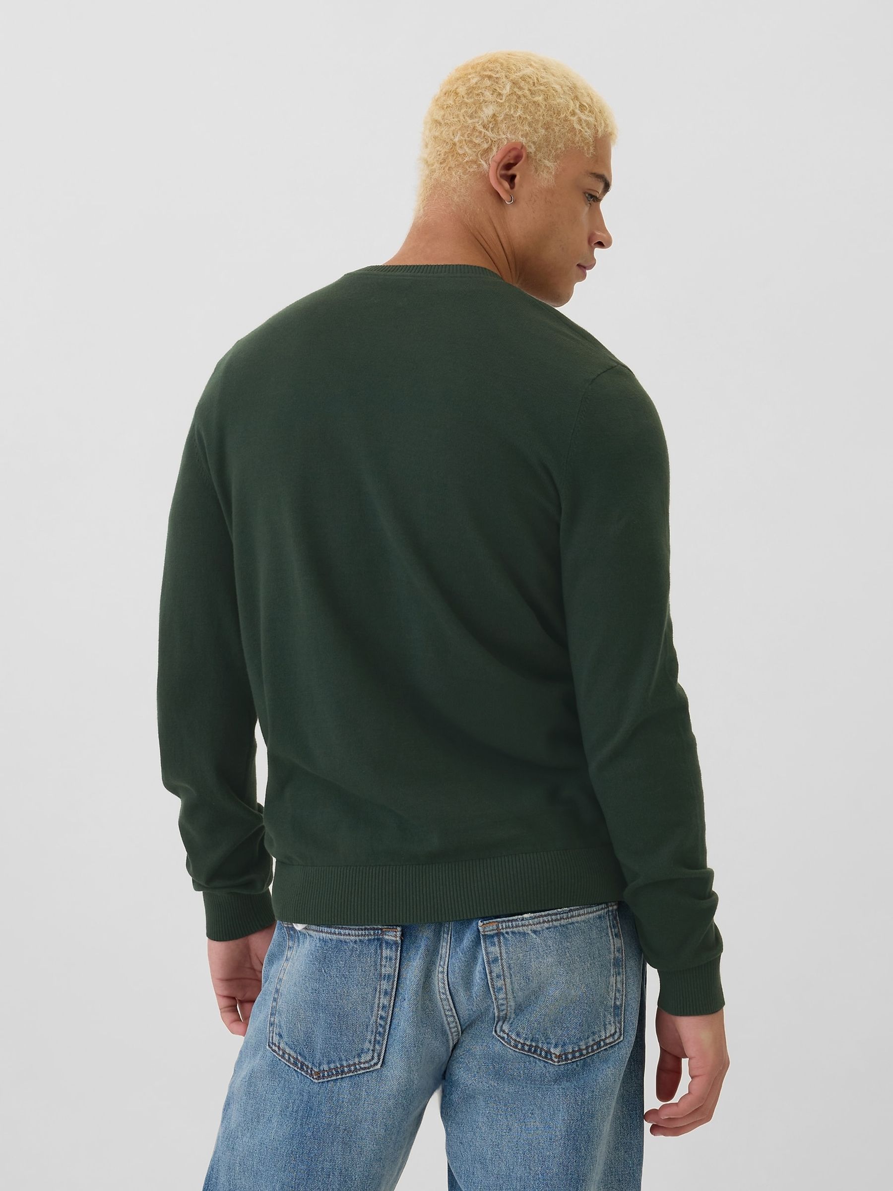 Green Cotton Knit Crew Neck Jumper - Image 2 of 4