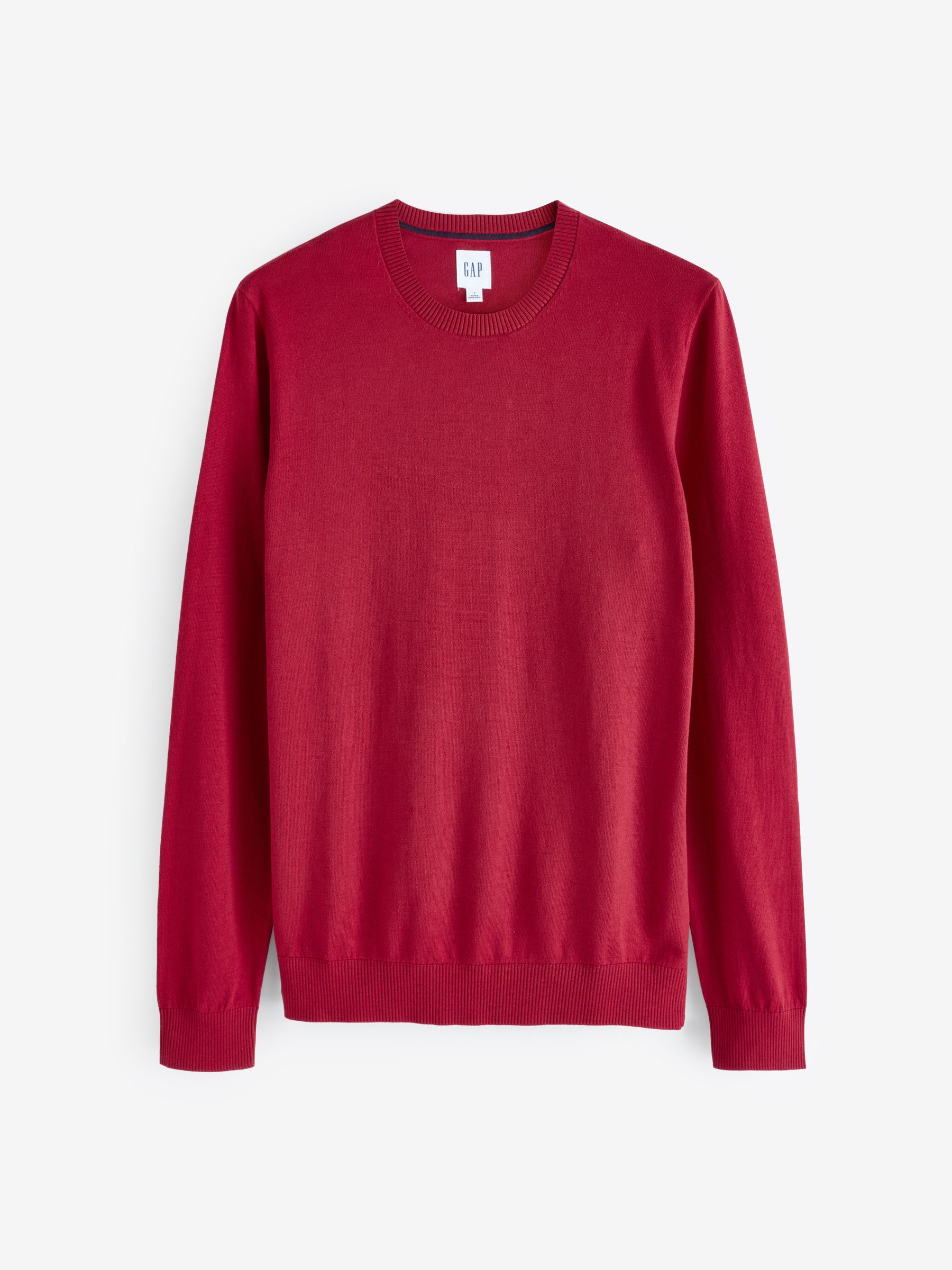 Red Cotton Knit Crew Neck Jumper - Image 1 of 8 Red Cotton Knit Crew Neck Jumper - Image 1 of 8