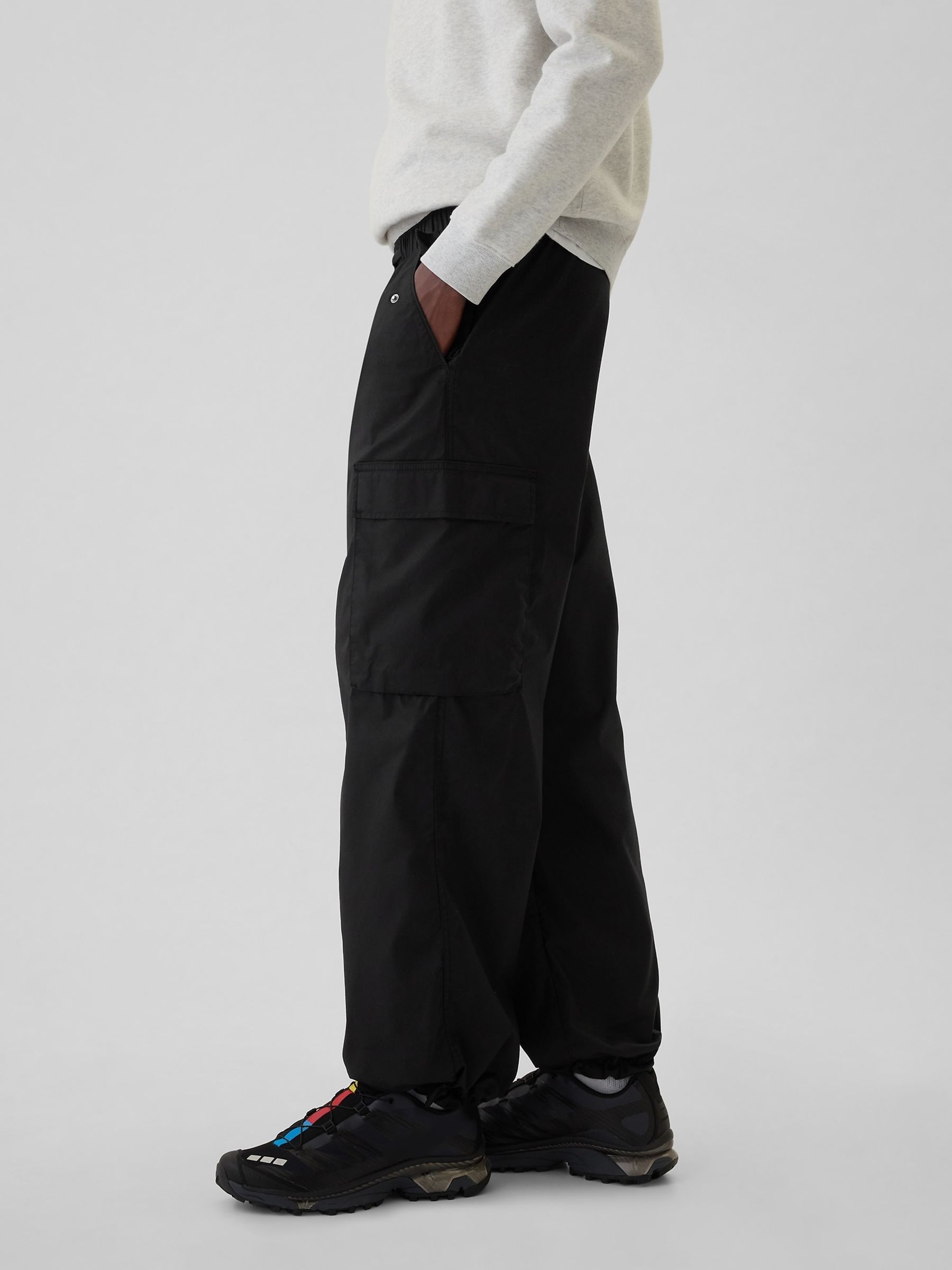 Black Baggy Cargo Trousers - Image 4 of 5