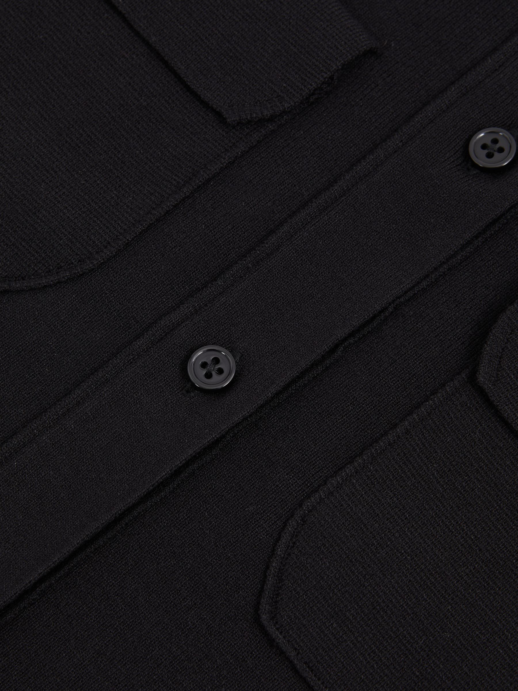 Knitted Polo Shirt in Black - Image 5 of 5