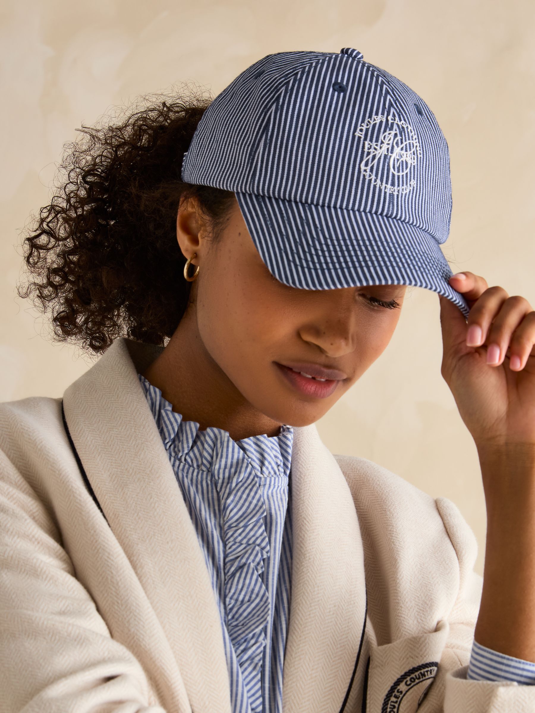 Daley Navy Stripe Cap - Image 3 of 9