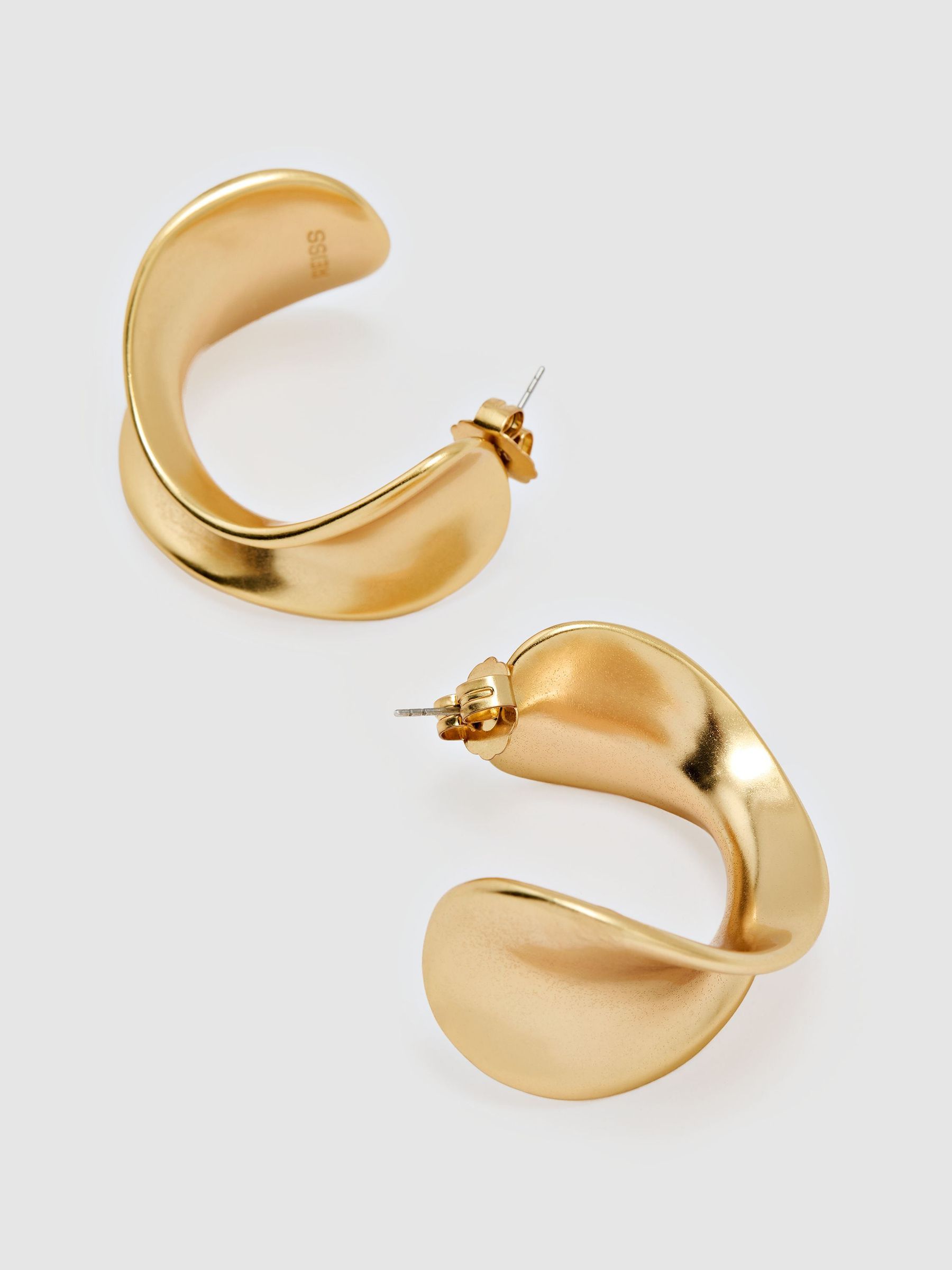 Sculptural Curve Hoop Earrings in Gold Tone - Image 1 of 2