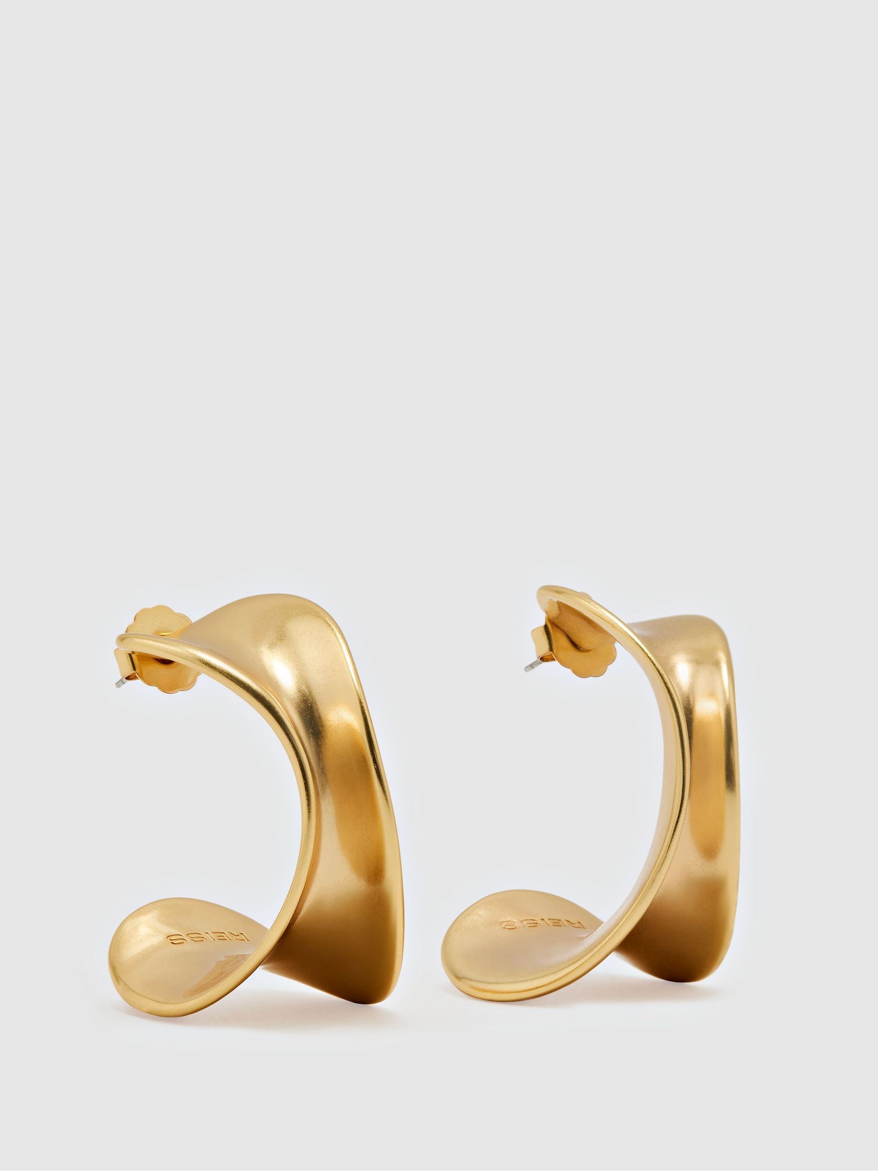 Sculptural Curve Hoop Earrings in Gold Tone - Image 2 of 2