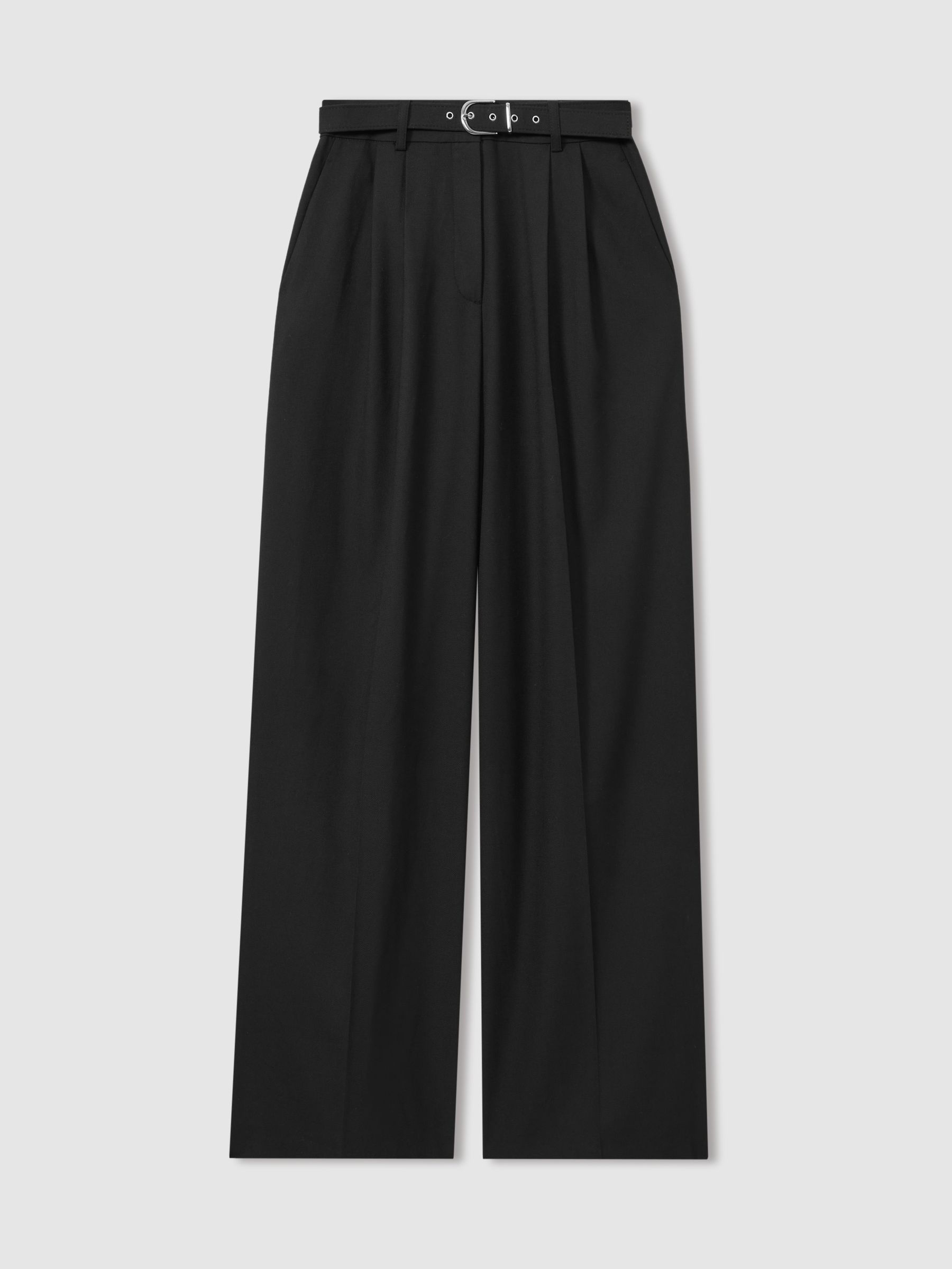 Petite Belted Wide Leg Trousers in Black - Image 2 of 7