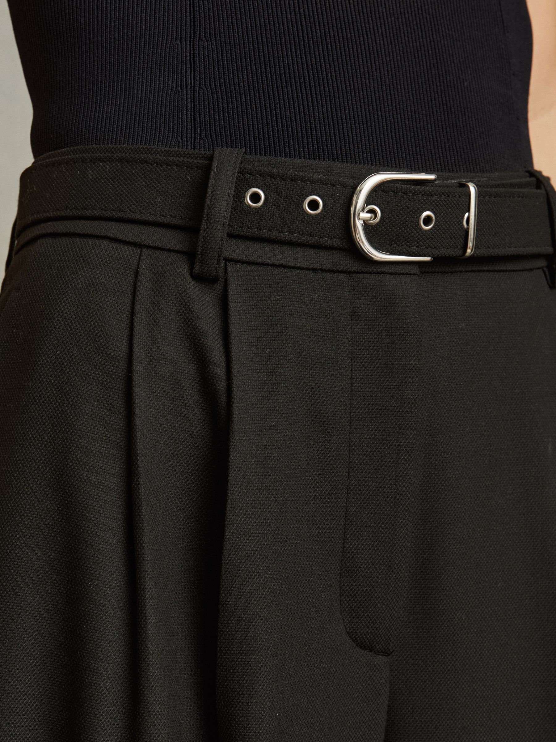 Petite Belted Wide Leg Trousers in Black - Image 3 of 6