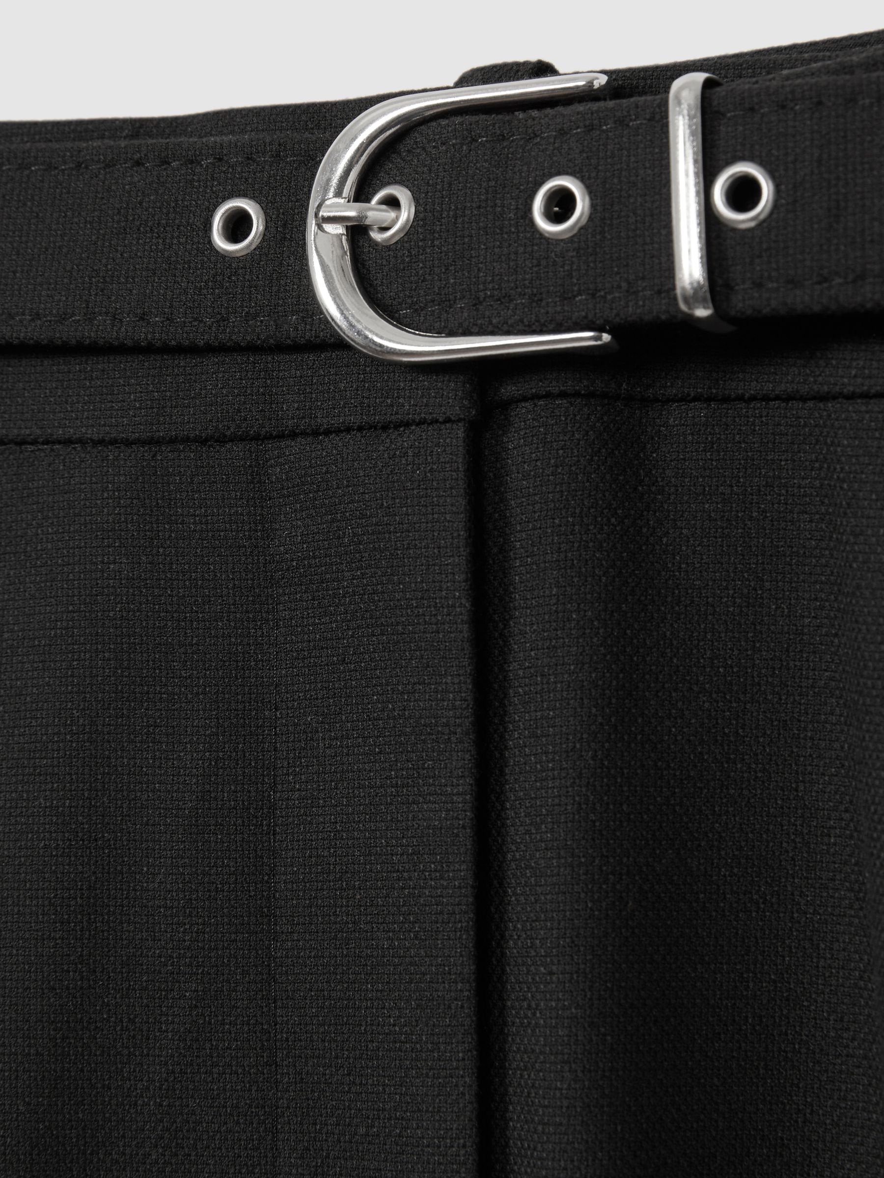 Petite Belted Wide Leg Trousers in Black - Image 5 of 6