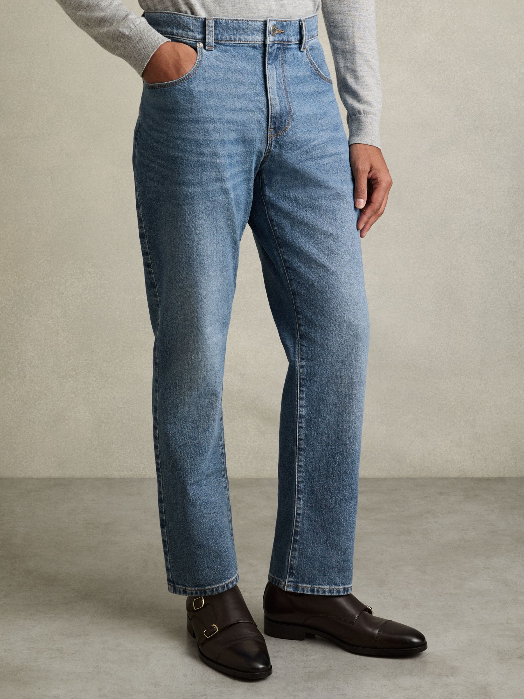 Straight-Leg Jeans in Mid Blue Wash - Image 1 of 6