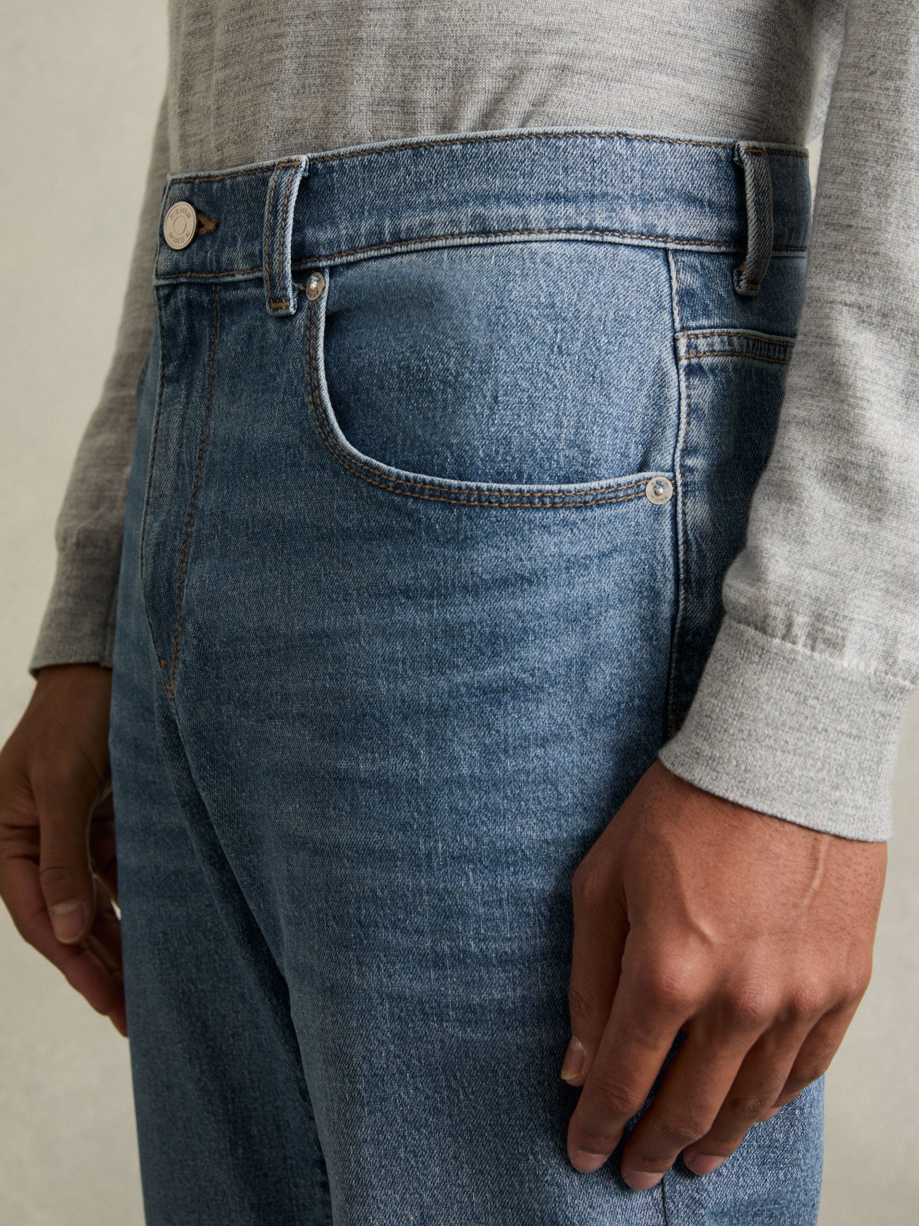 Straight-Leg Jeans in Mid Blue Wash - Image 4 of 6