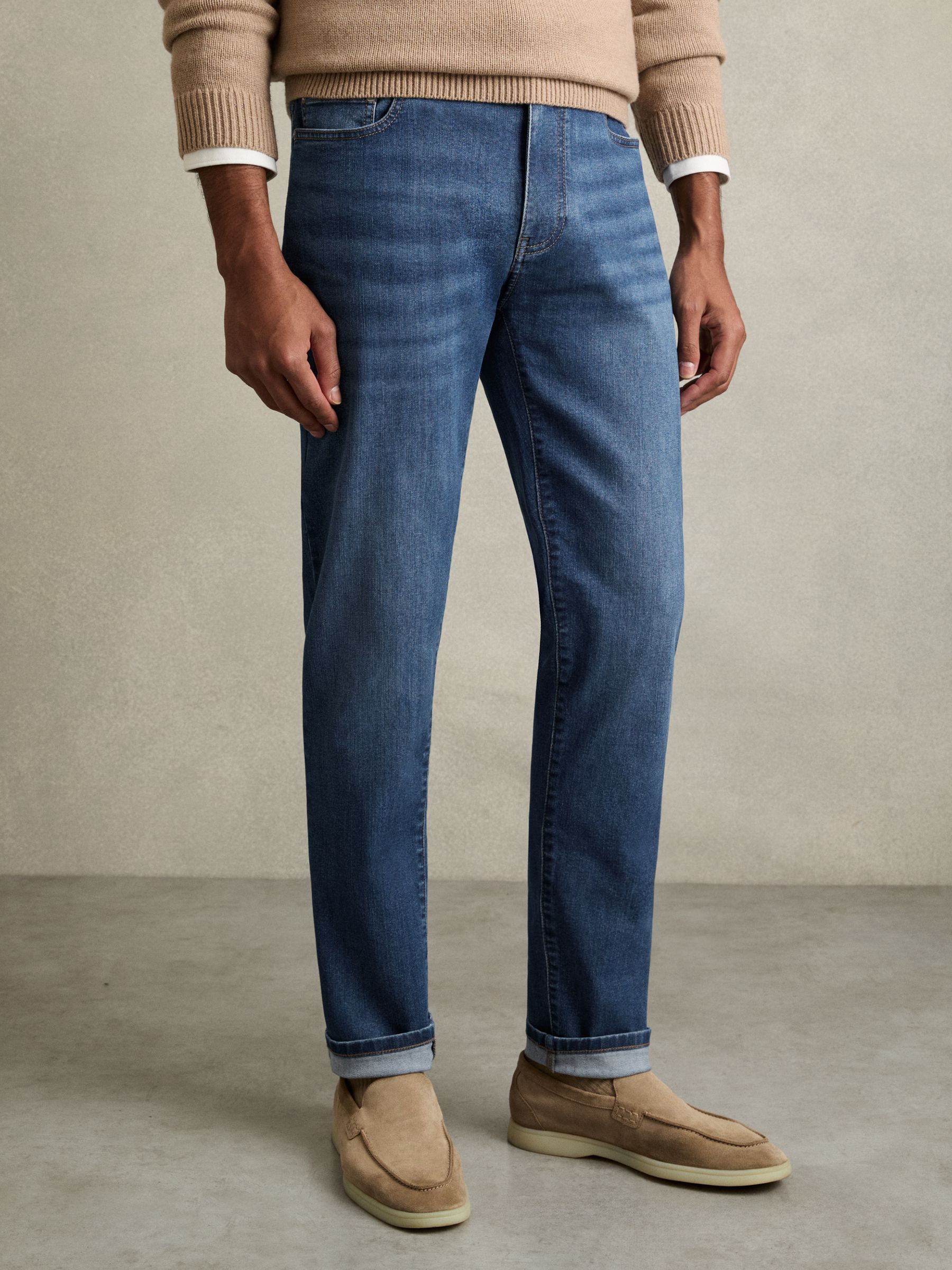 Tapered Slim-Fit Jeans in Mid Blue Wash - Image 3 of 6