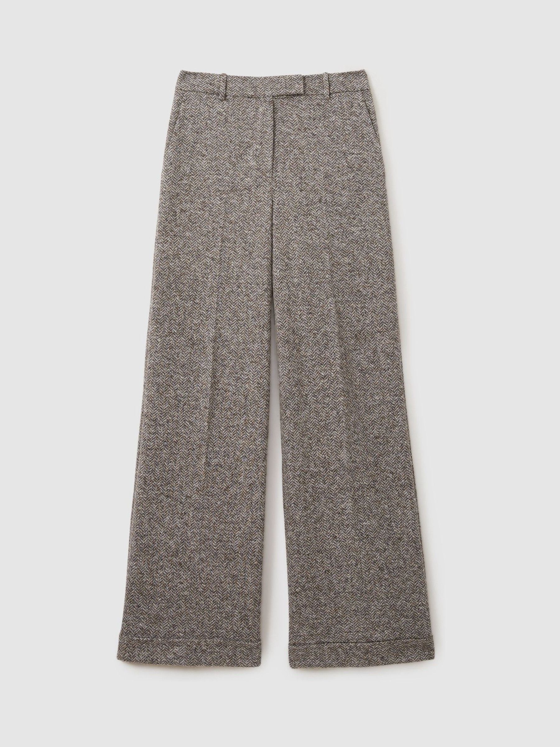 Petite Textured Wool Blend Wide Leg Suit Trousers in Grey - Image 2 of 7