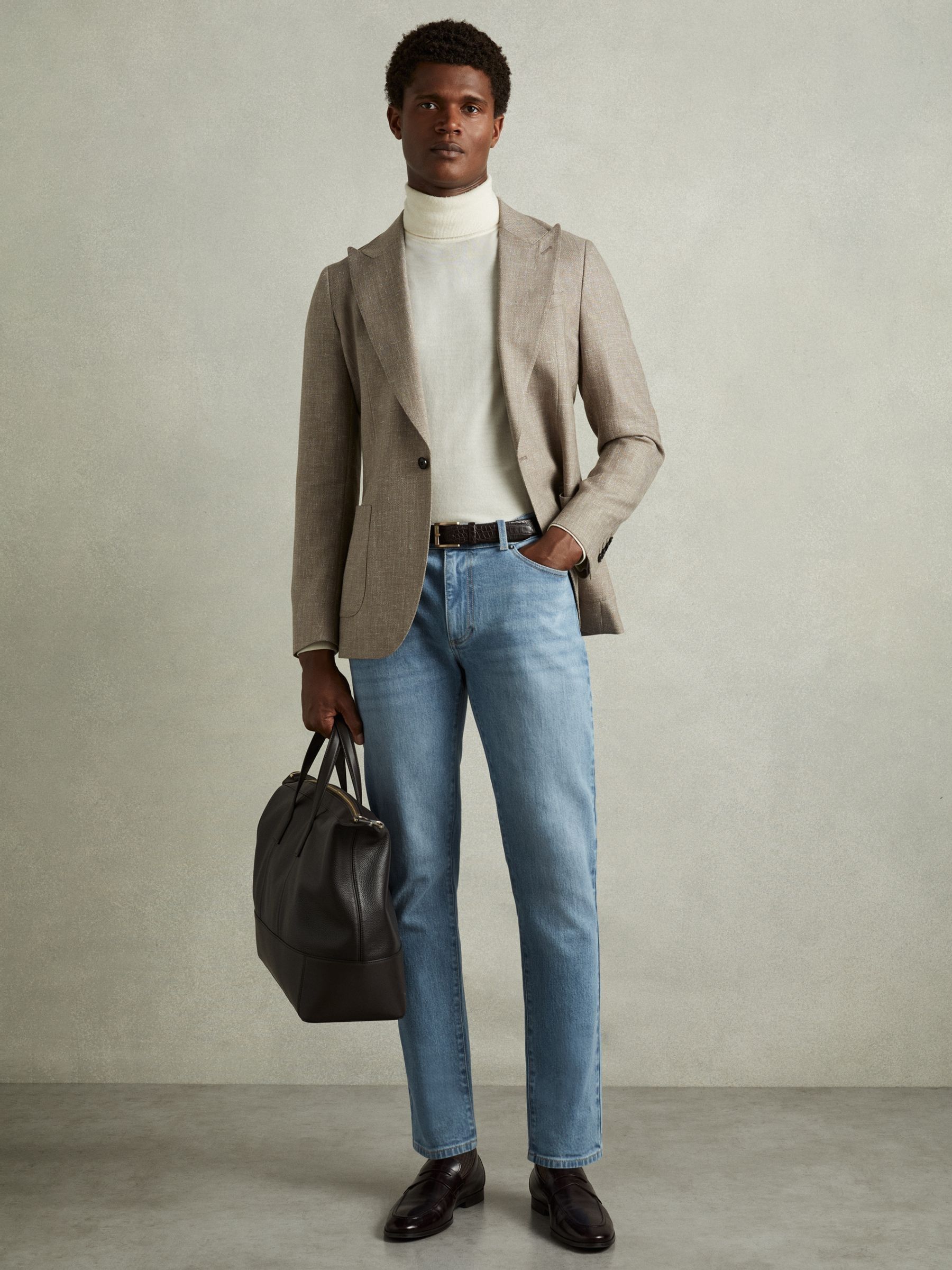Cotton-Stretch Slim-Fit Jeans in Light Blue Wash - Image 1 of 6
