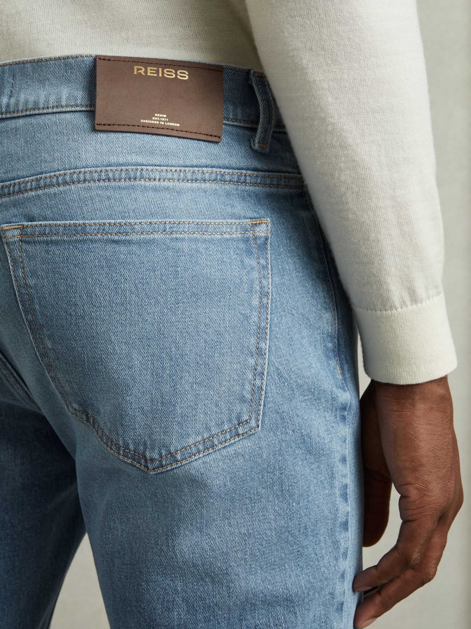 Cotton-Stretch Slim-Fit Jeans in Light Blue Wash - Image 4 of 6