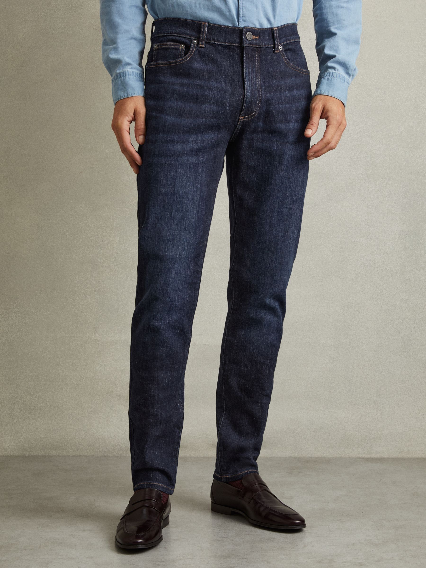 Cotton-Stretch Slim-Fit Jeans in Indigo Blue Wash - Image 3 of 6