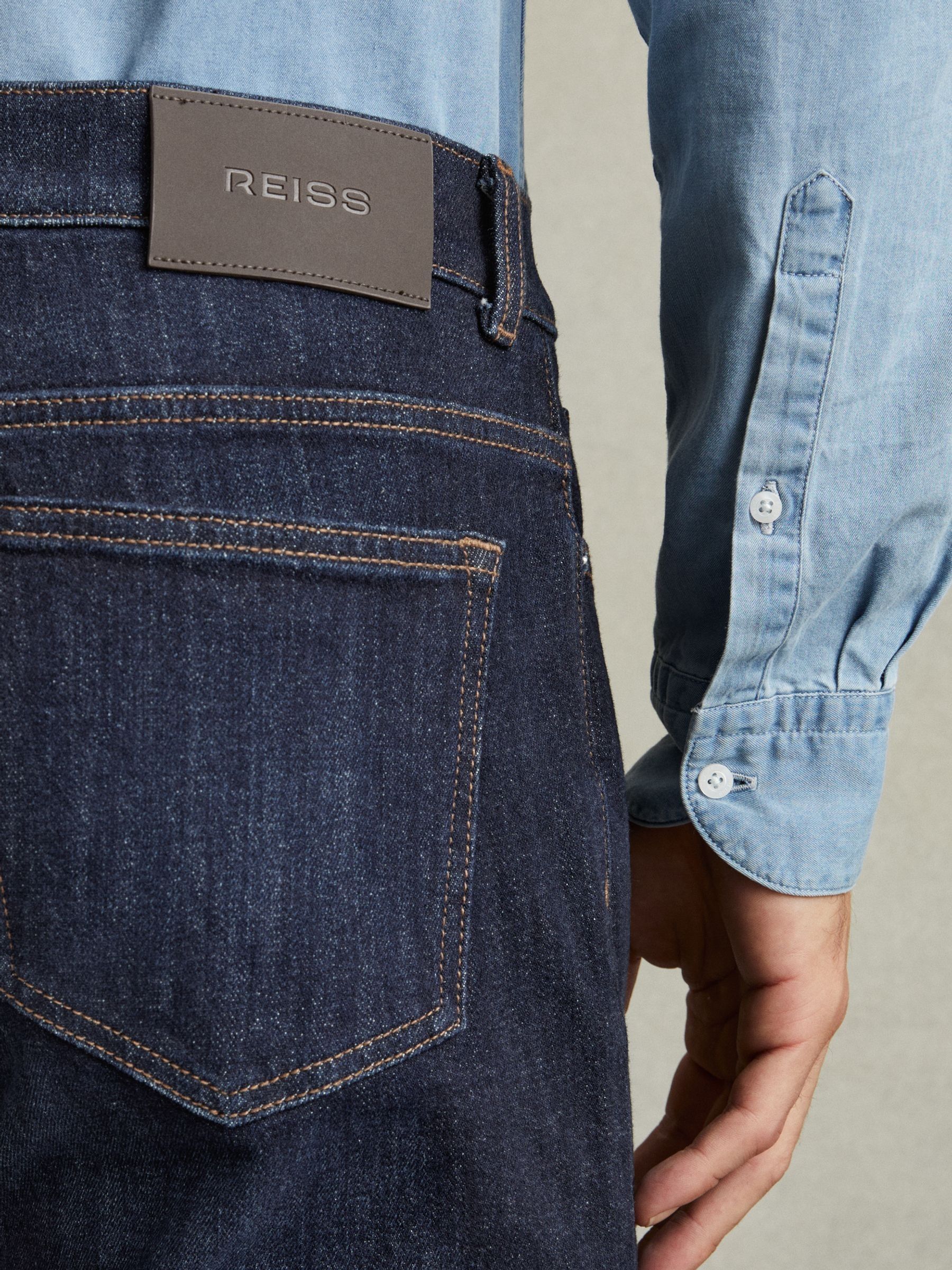Cotton-Stretch Slim-Fit Jeans in Indigo Blue Wash - Image 4 of 6