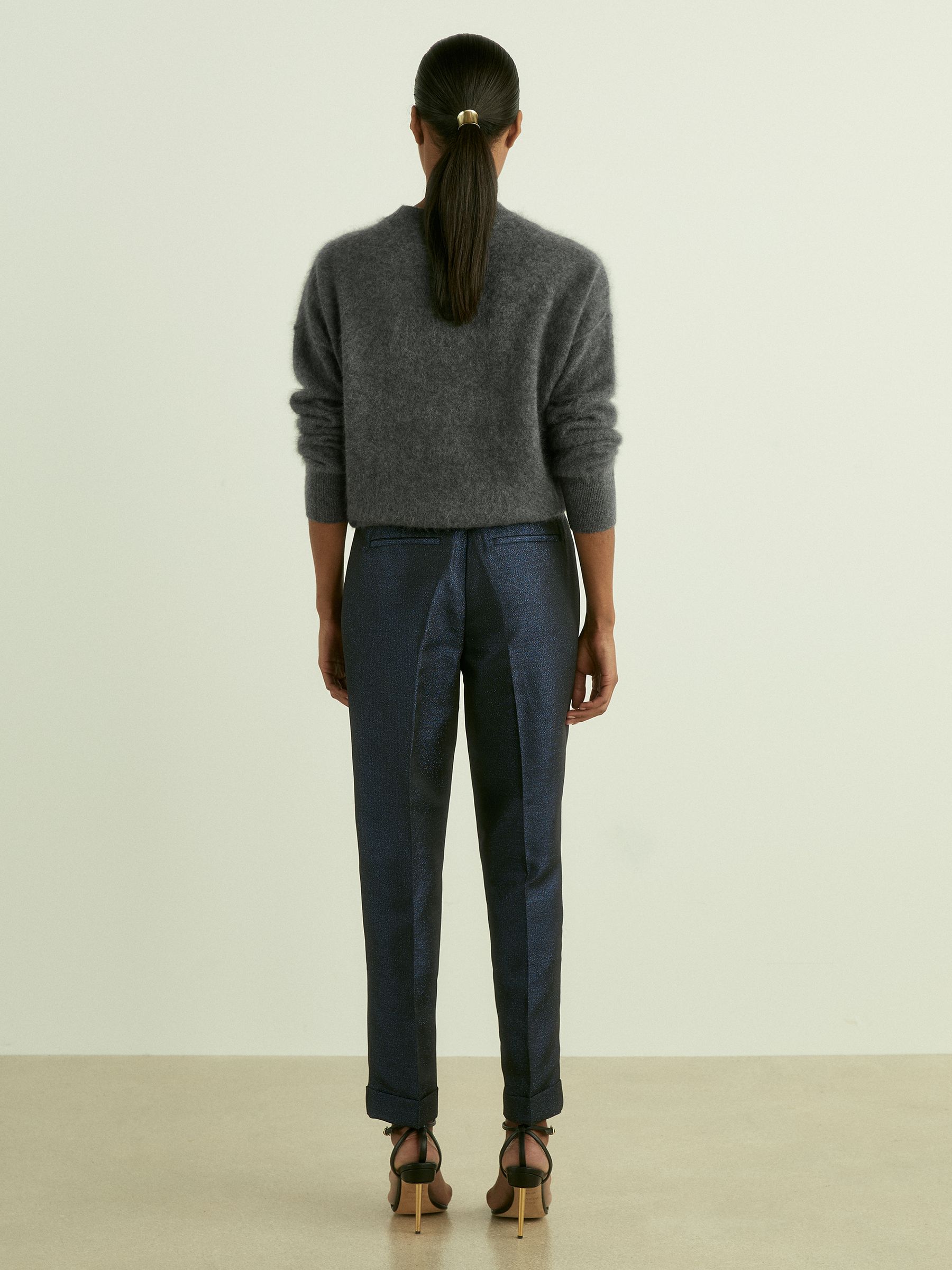 Sparkle Tapered Trousers in Navy - Image 5 of 6