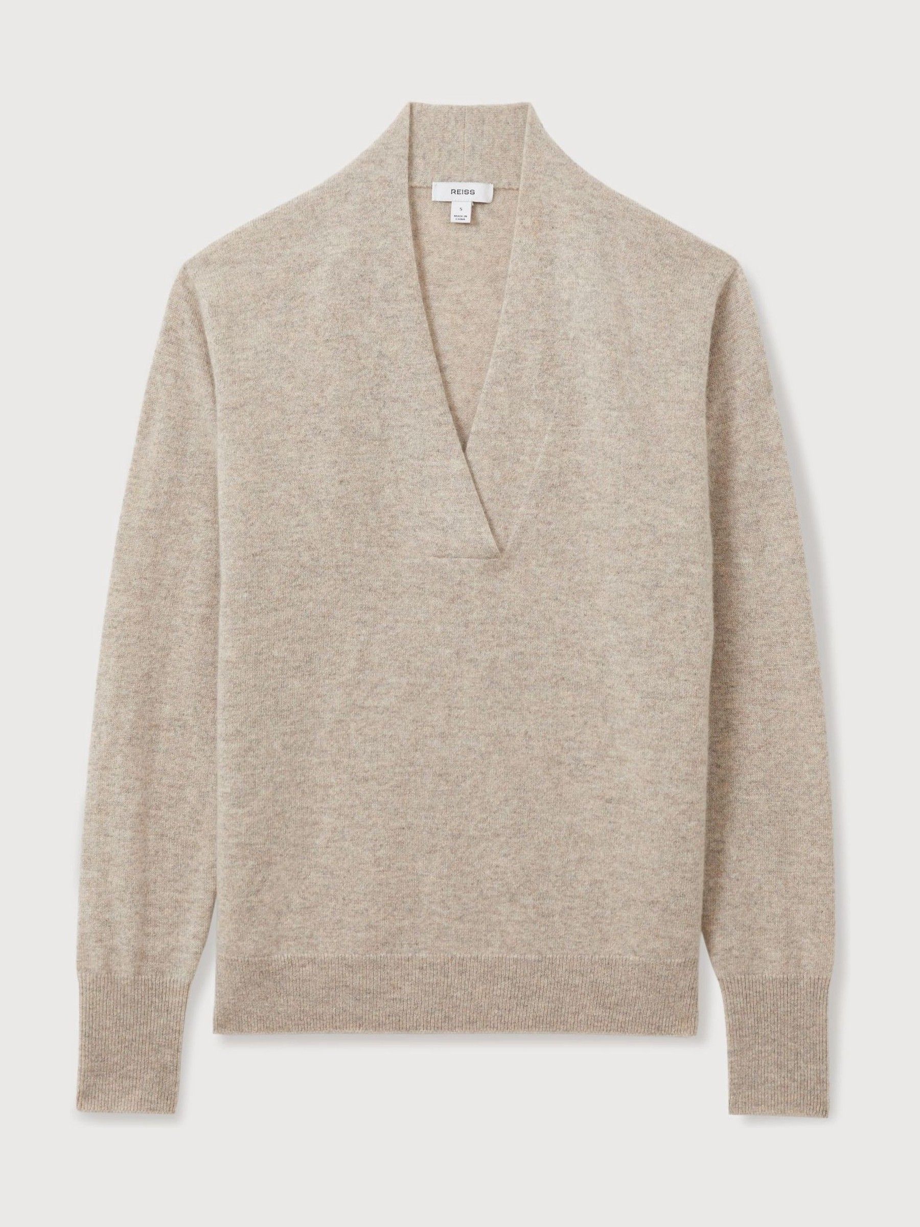 100% Cashmere V-Neck Jumper in Oatmeal - Image 2 of 6