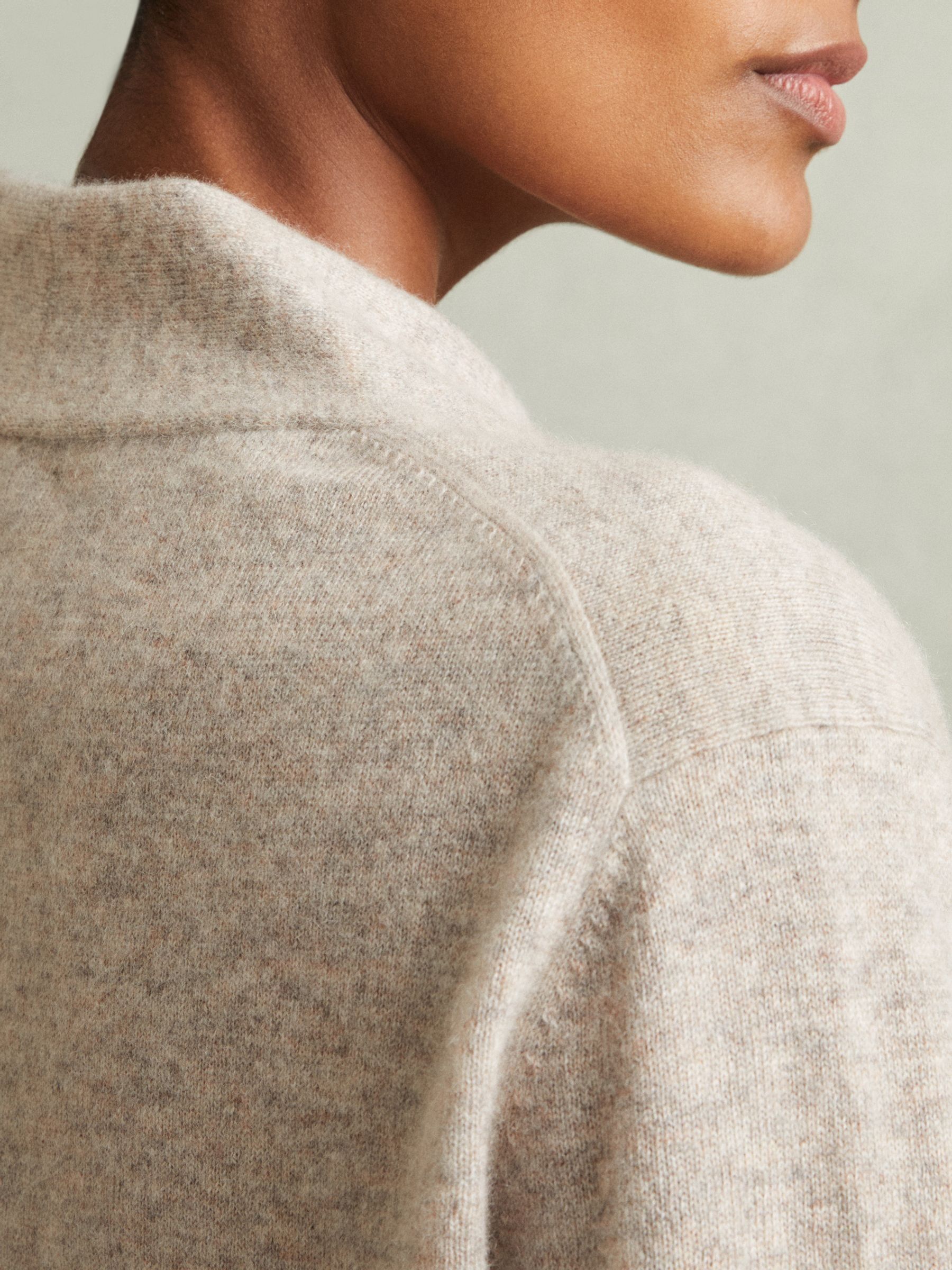 100% Cashmere V-Neck Jumper in Oatmeal - Image 4 of 6