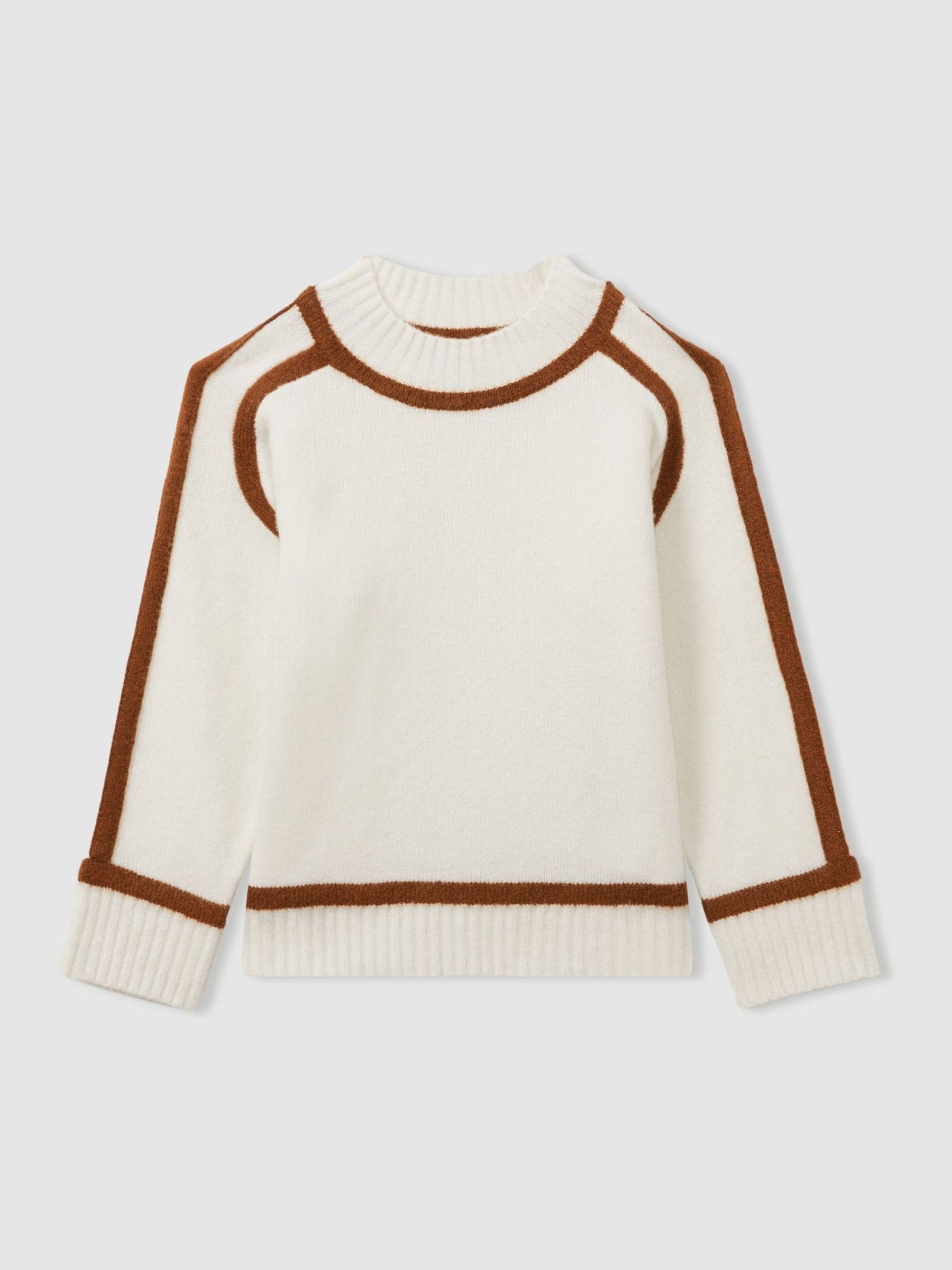 4-9 yrs Contrast Jumper with Wool in Ivory - Image 2 of 4