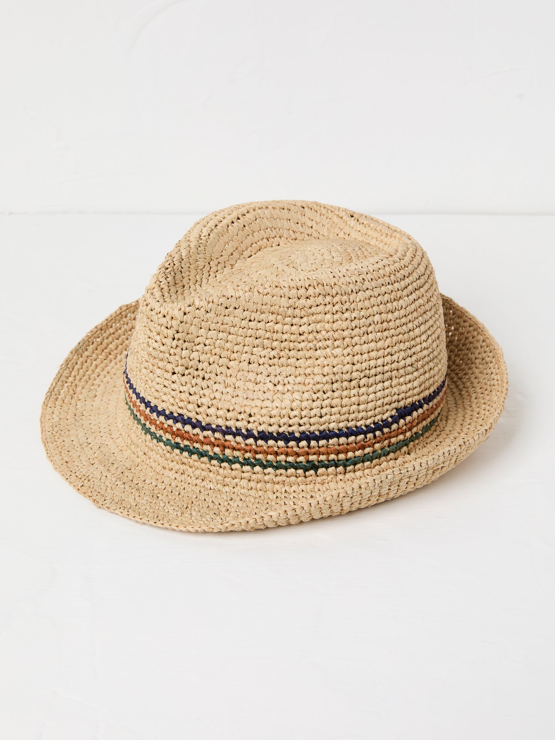 Natural Stripe Straw Trilby Hat - Image 1 of 2